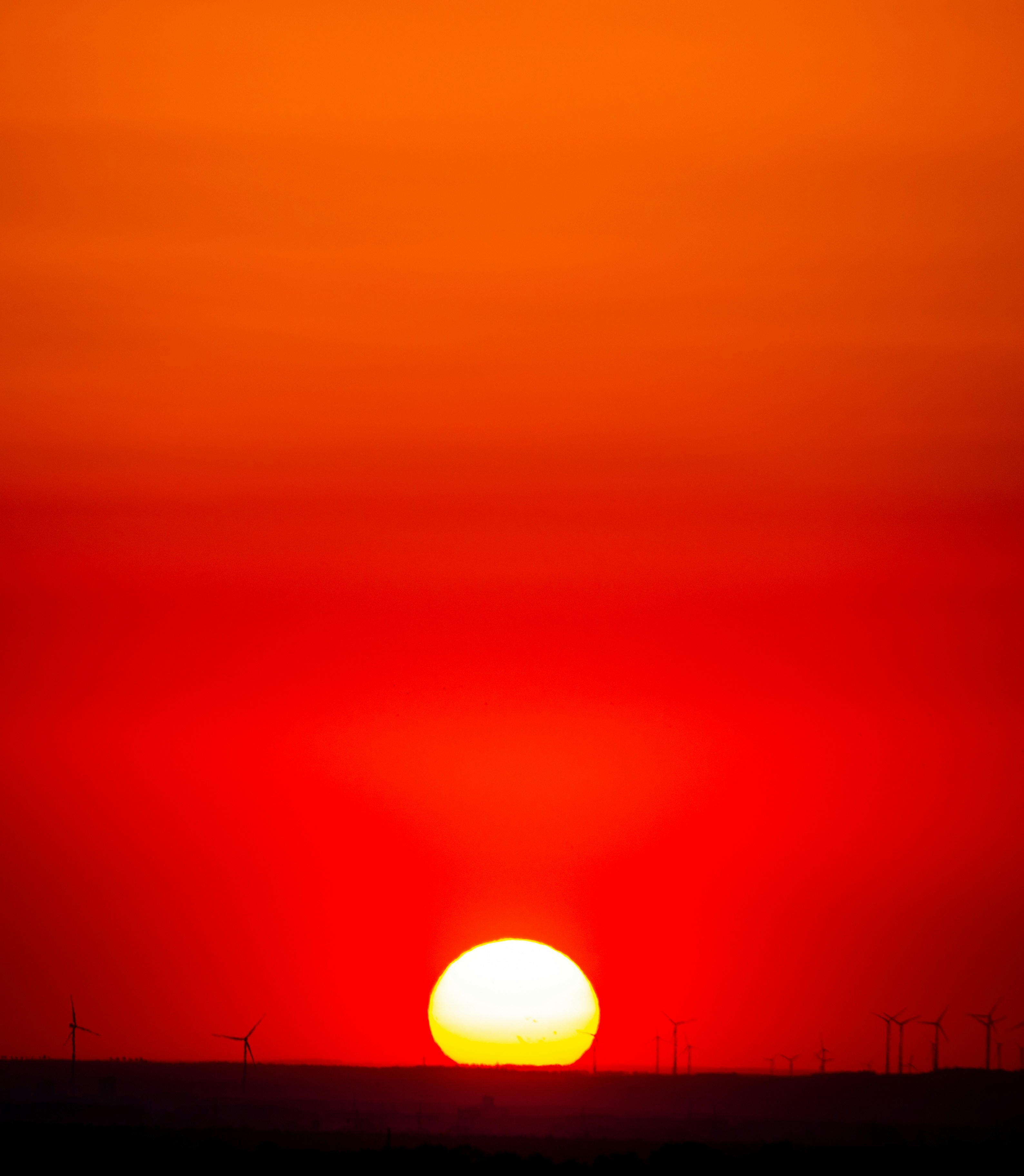 The sun is setting over the horizon of a field
