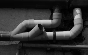 Close-up detail of plumbing pipework