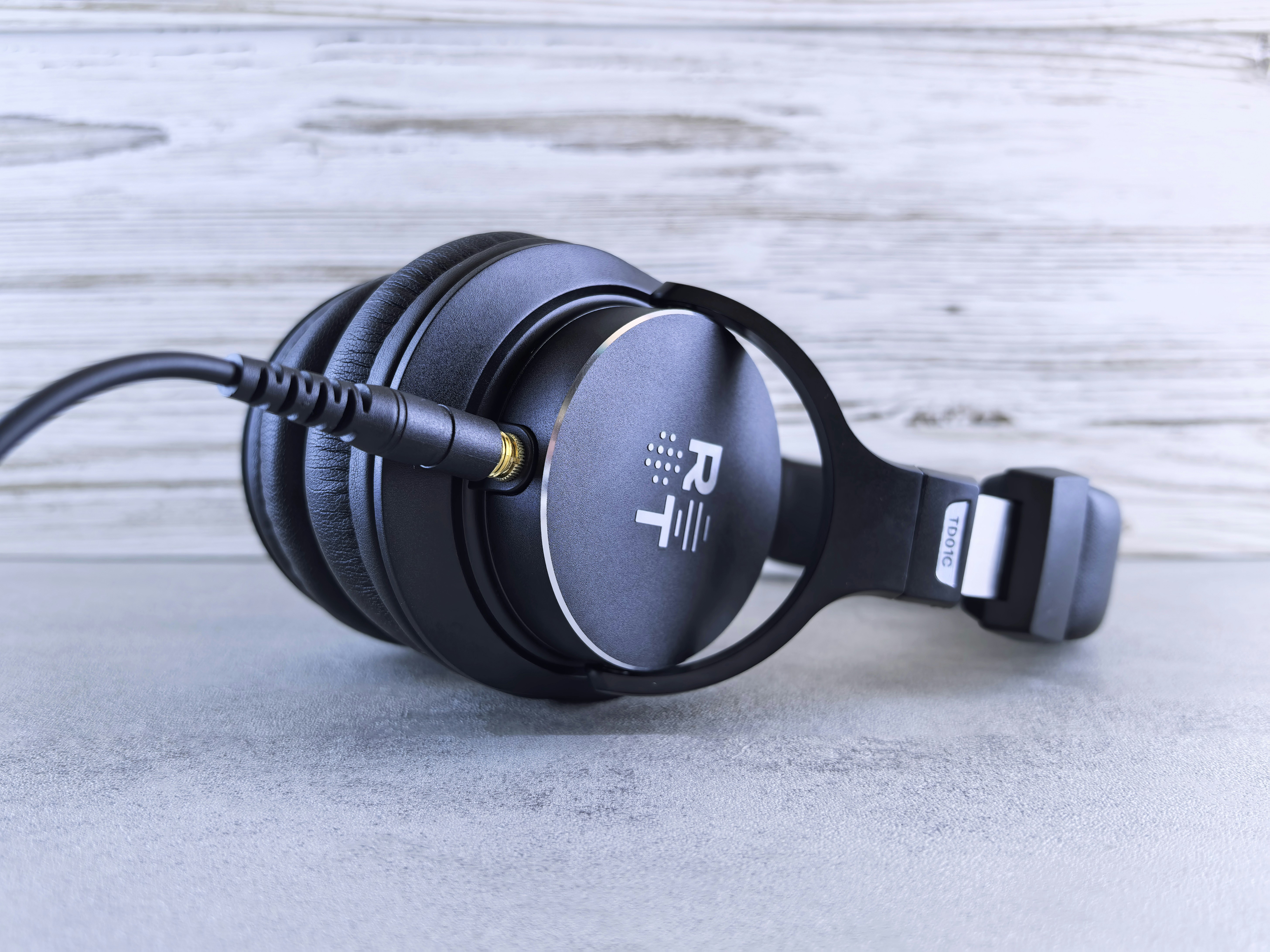 A pair of headphones sitting on top of a table