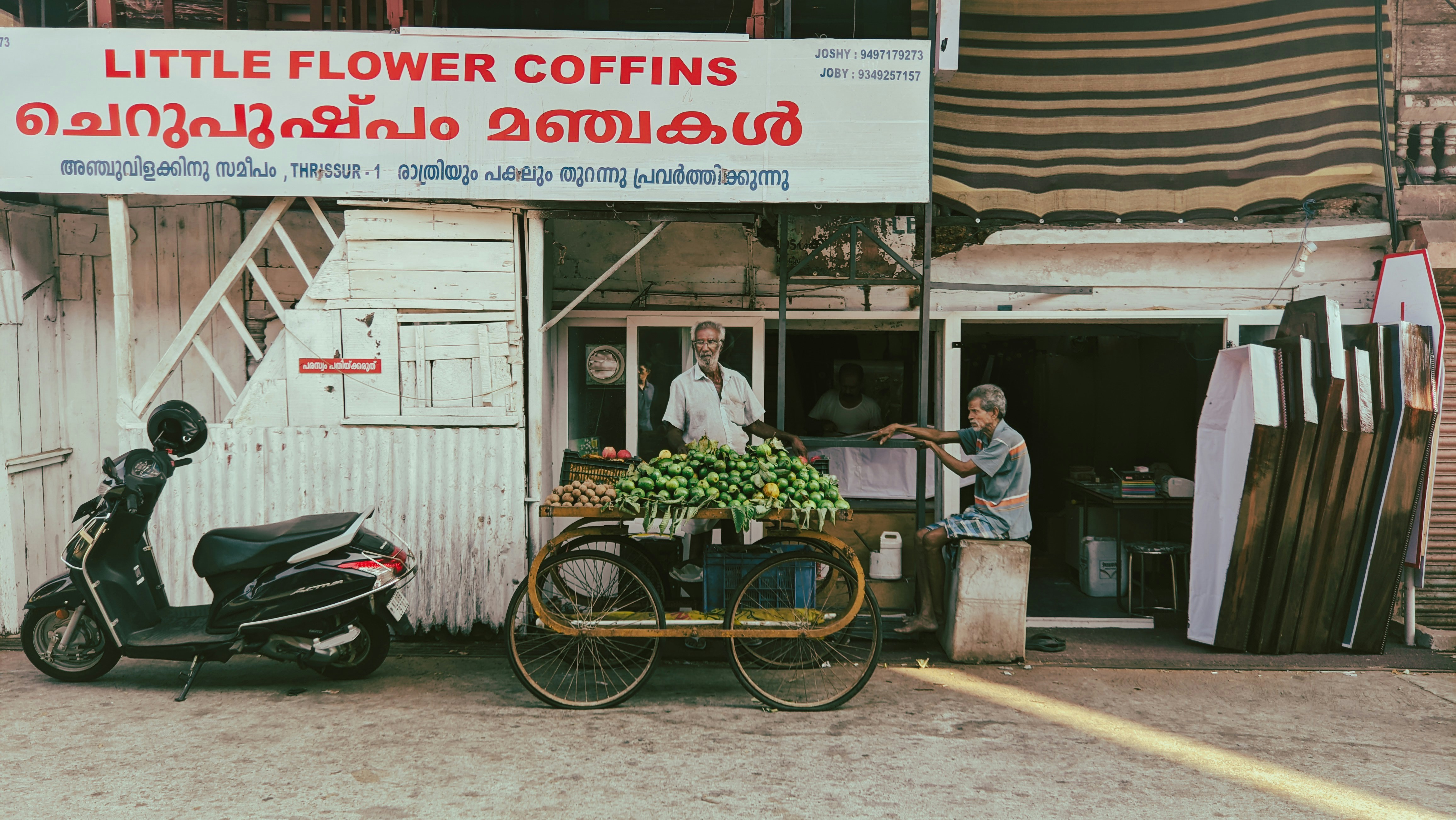 A motorcycle parked in front of a building