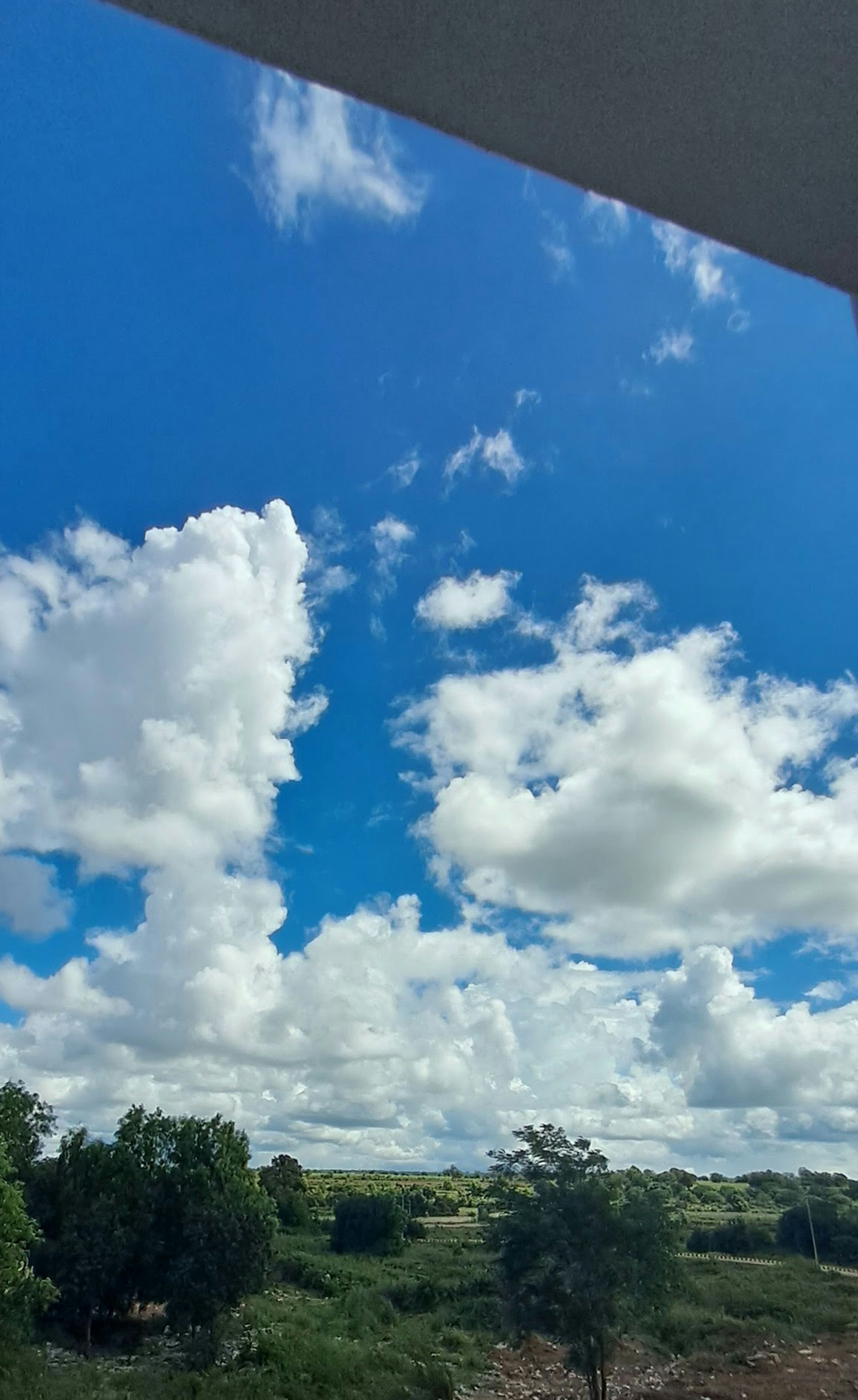 A blue sky with white clouds and some trees photo – Free Nature Image ...