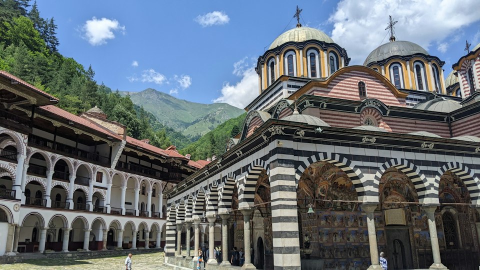Rila Monastery's building and clock tower, Bulgaria