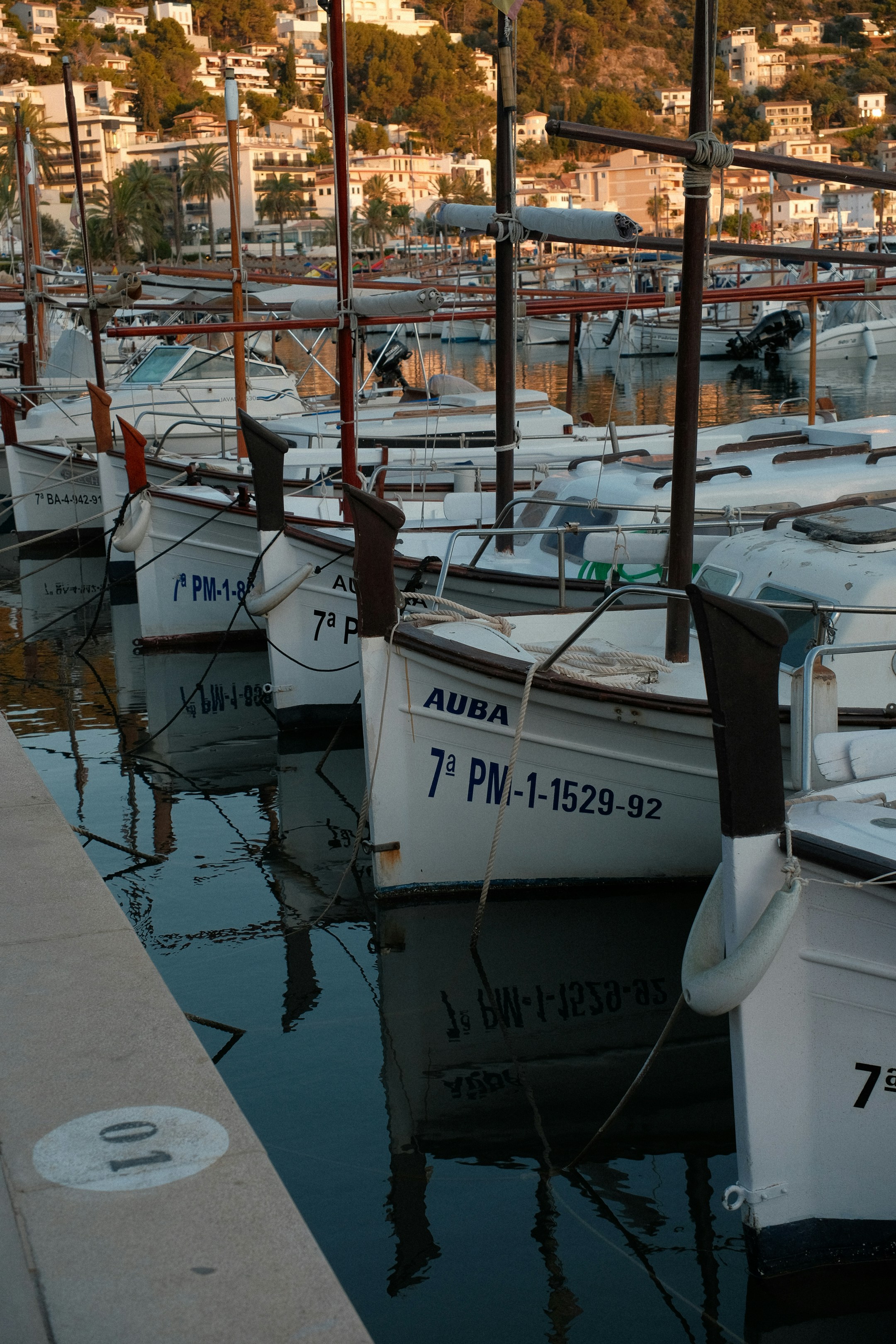 A harbor filled with lots of white boats