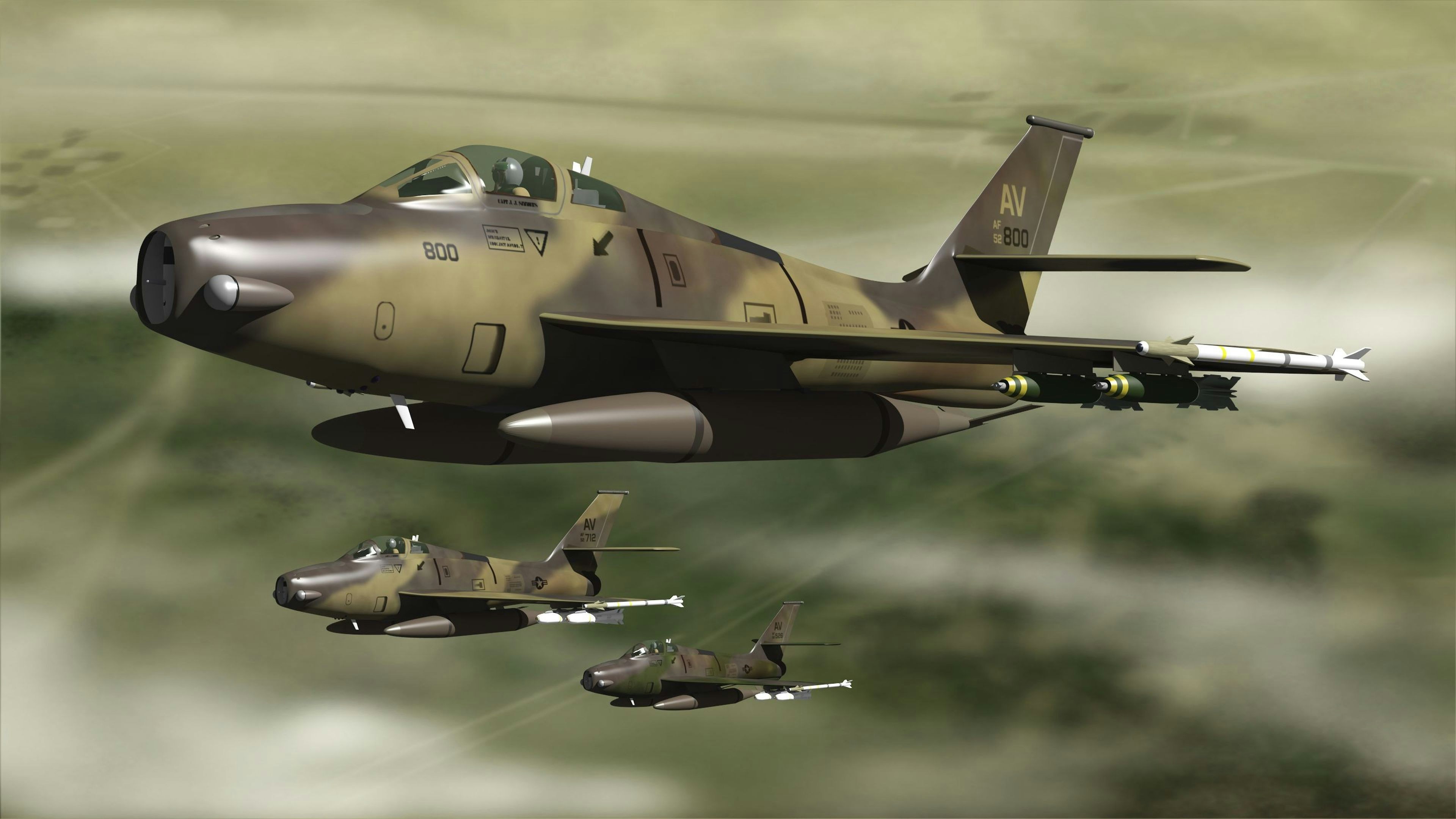 Fictitious variation of the Republic F-84, the F-84N Thunderstrike. (3D Render) The background story for this non-existant concept: What would the Republic F-84 Thunderstreak look like if the old airframes were reworked into an attack variant for the 80's and 90's, rather than having the US choose the A10 Thunderbolt II. Pure fiction, naturally.