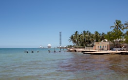 A body of water that has some buildings in it