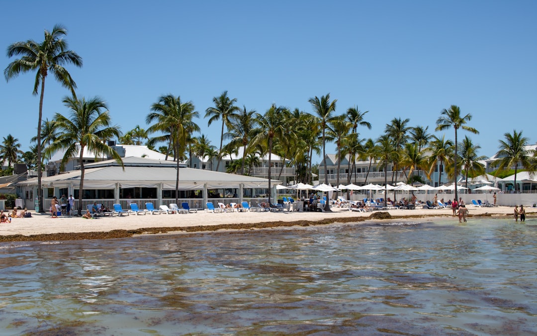 A beach with palm trees and people on it, At the end of Duval Street where Old Town meets the Atlantic—that’s where you’ll find our award-winning resort. Simple, yet sophisticated, discover contemporary accommodations inspired by our tropical surroundings and the Resort’s storied past. From the lovingly restored Victorian La Mer and Dewey Houses to the well-maintained mid-century modern architecture of the Southernmost Motel, South Beach Oceanfront Motel, and Atlantic Shores Hotel, you’ll find historical charm and modern facilities at every turn.