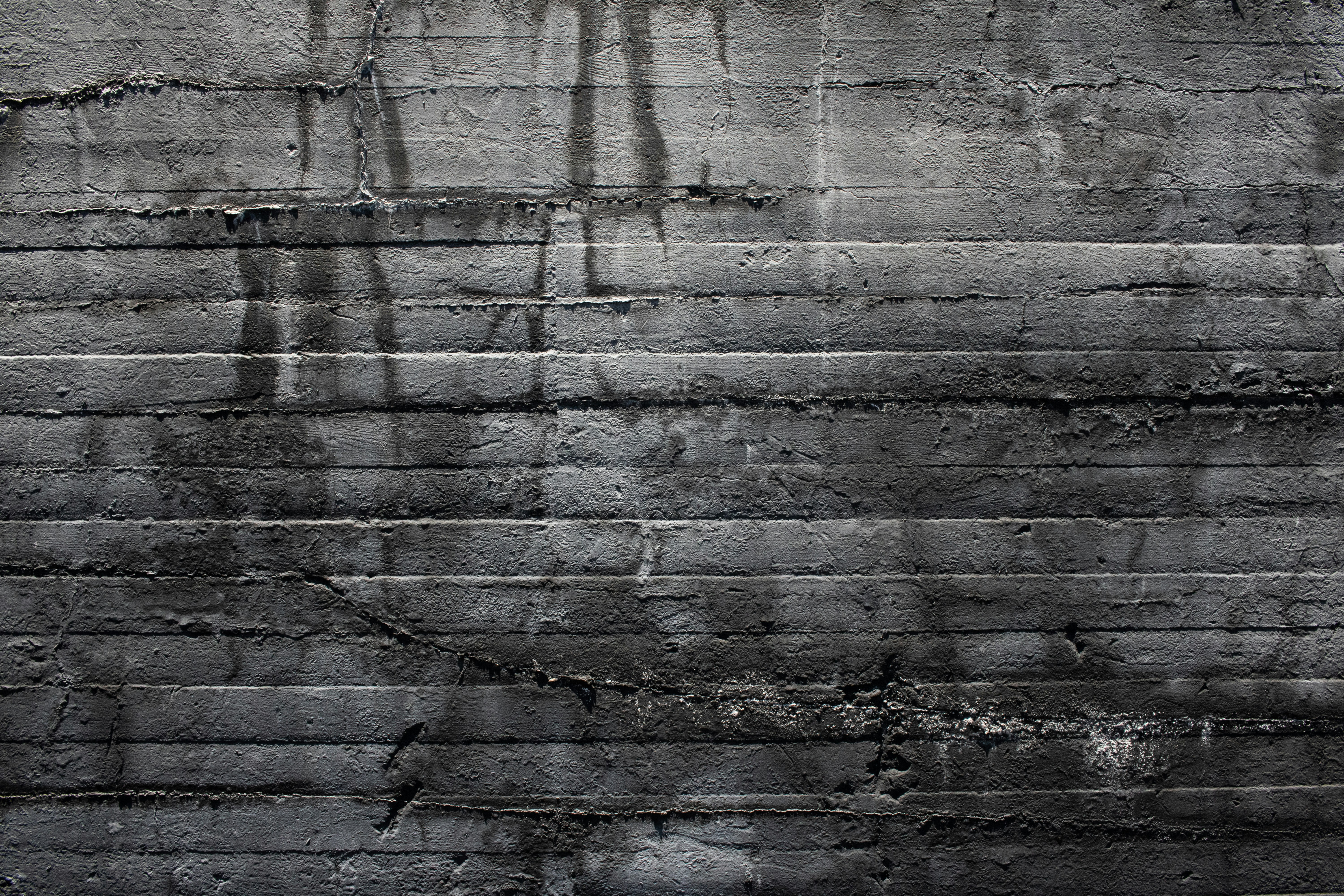 A black and white photo of a brick wall