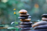 A stack of rocks sitting on top of a table