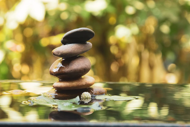 A stack of rocks sitting on top of a table