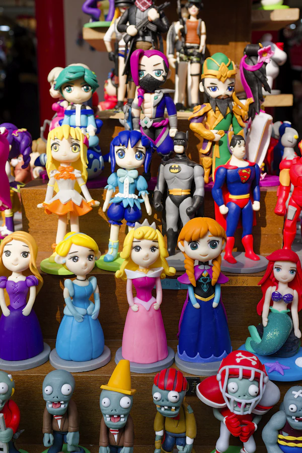 Coleção colorida de figuras de brinquedo estilo animado