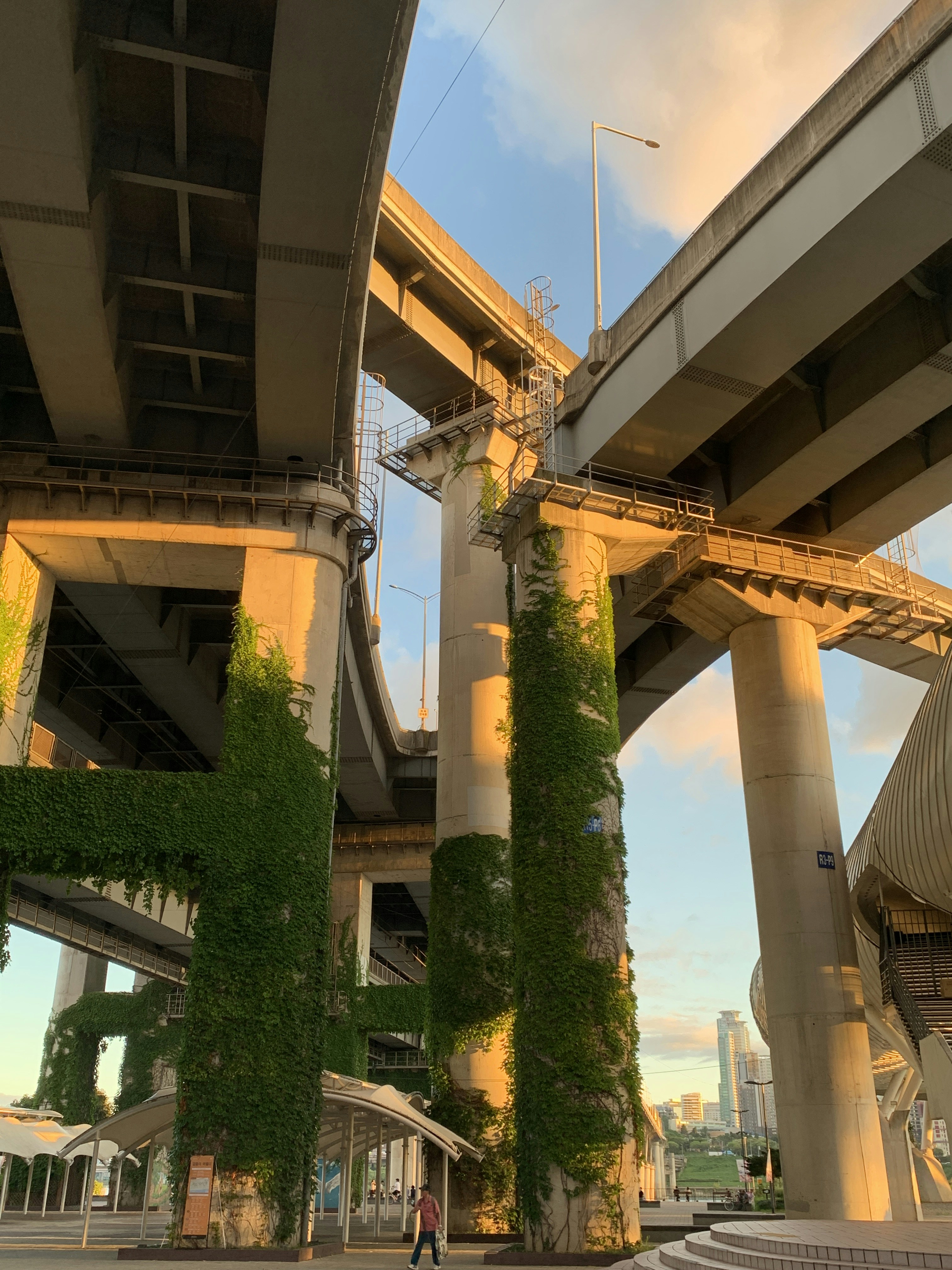 A couple of tall buildings sitting next to each other