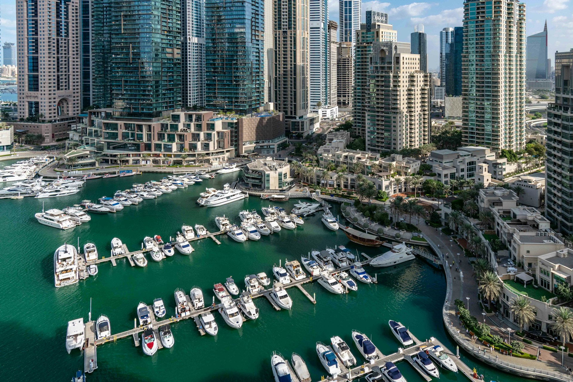A large marina with many boats in it