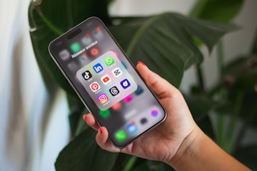 A person holding a cell phone in their hand