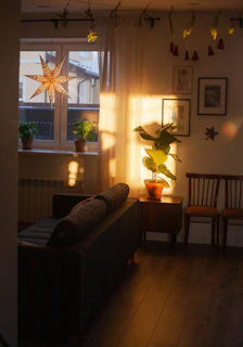 A living room filled with furniture and a window