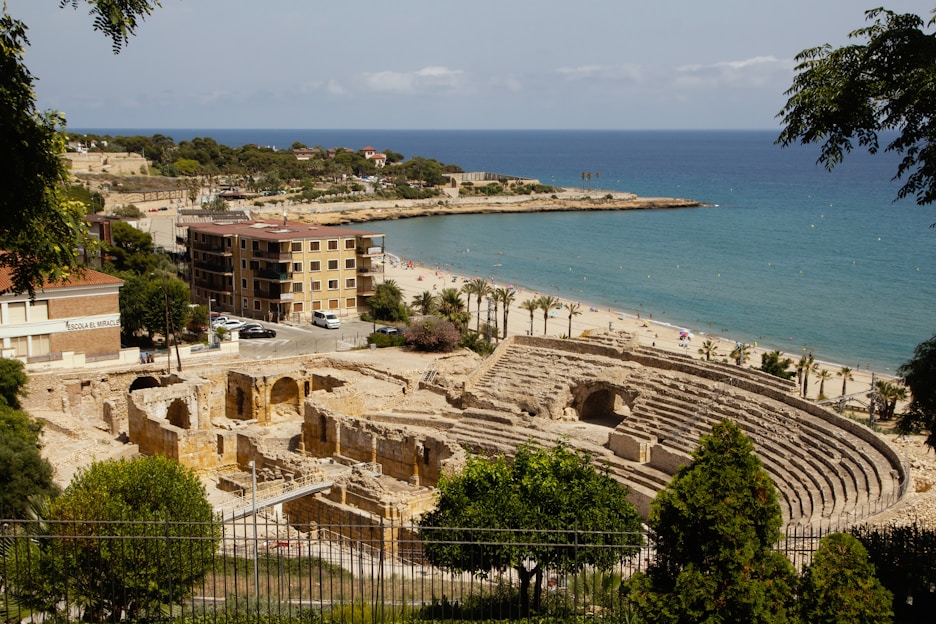 A view of a roman amphit near the ocean