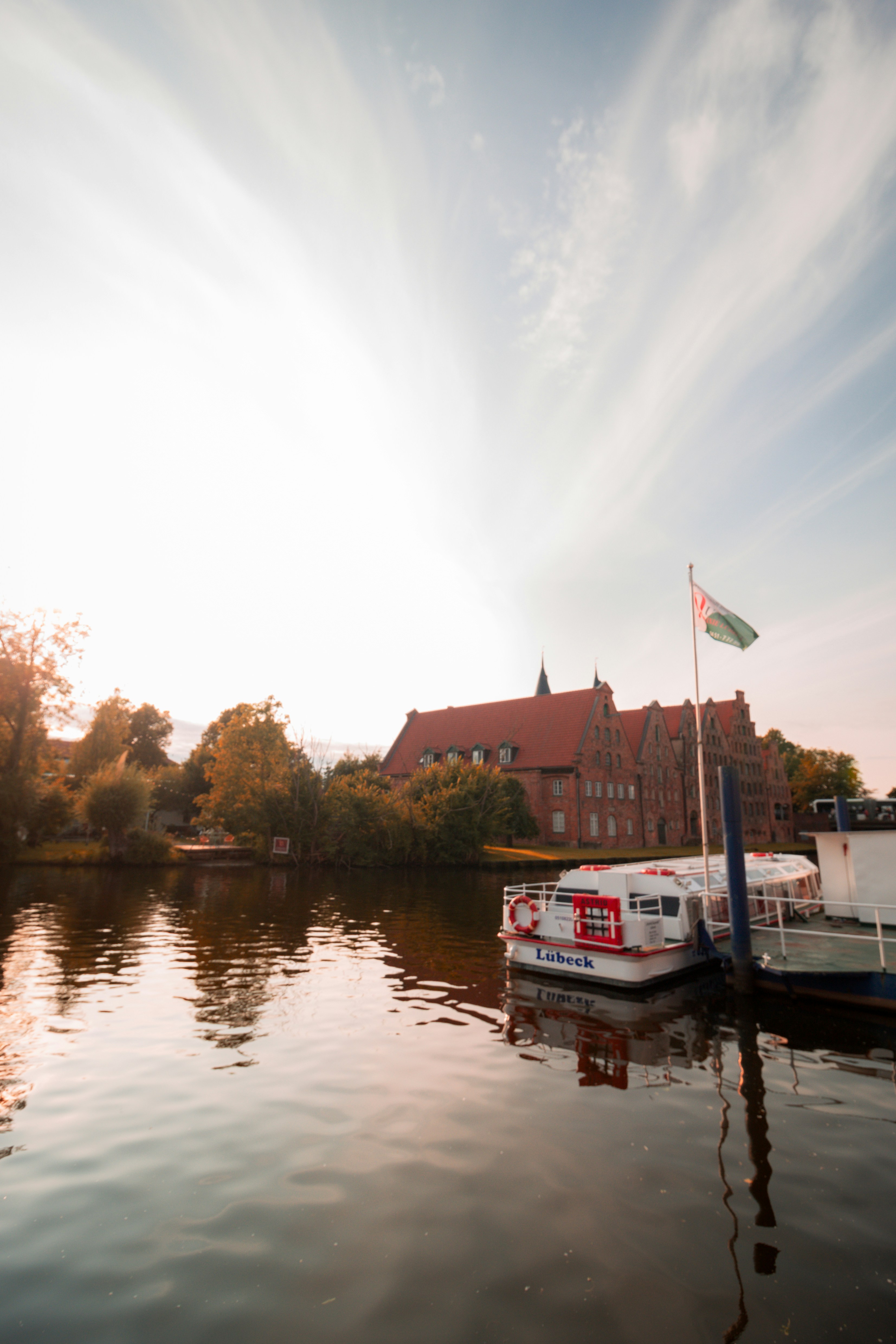 A boat that is sitting in the water