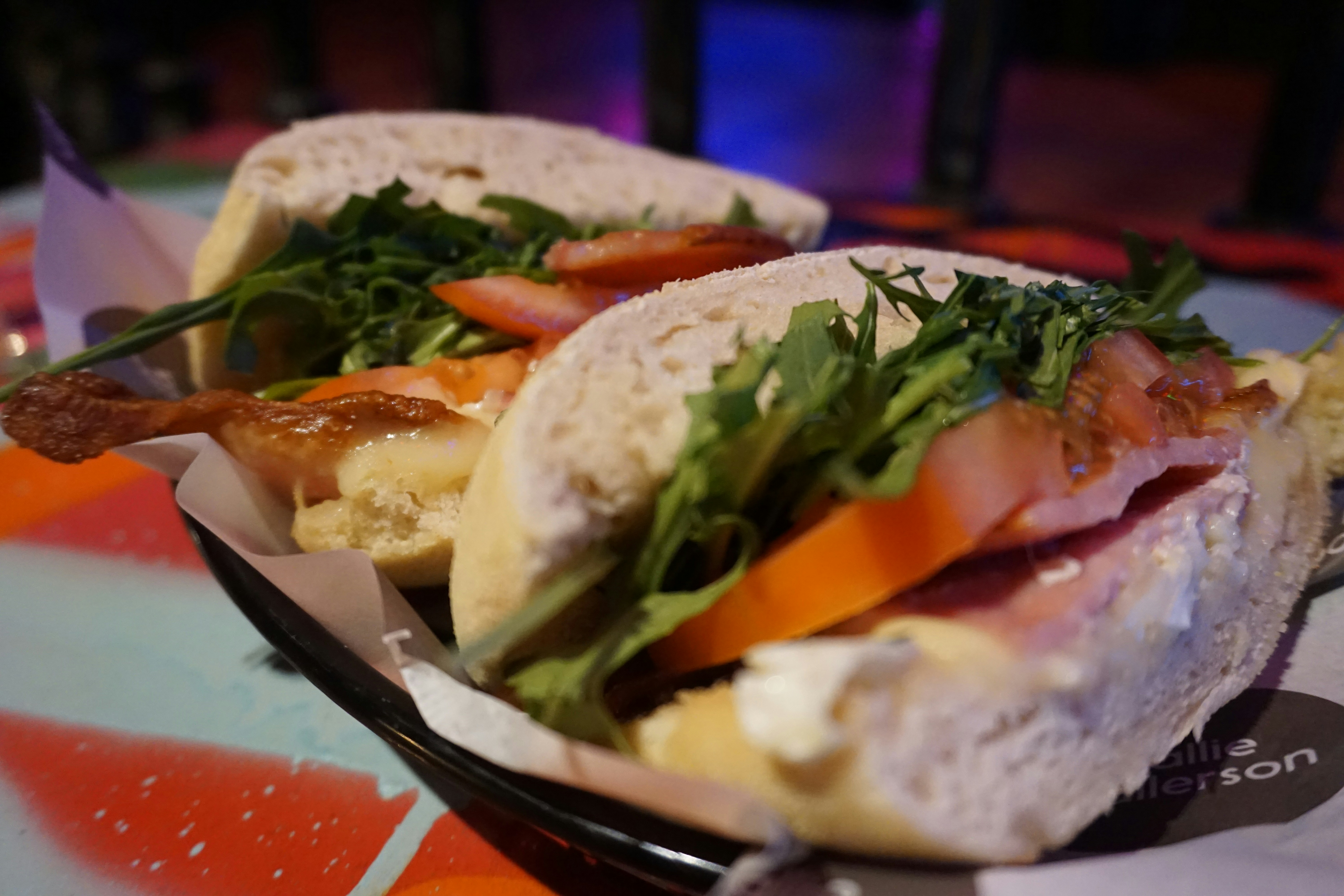 Two stuffed sandwiches on a plate