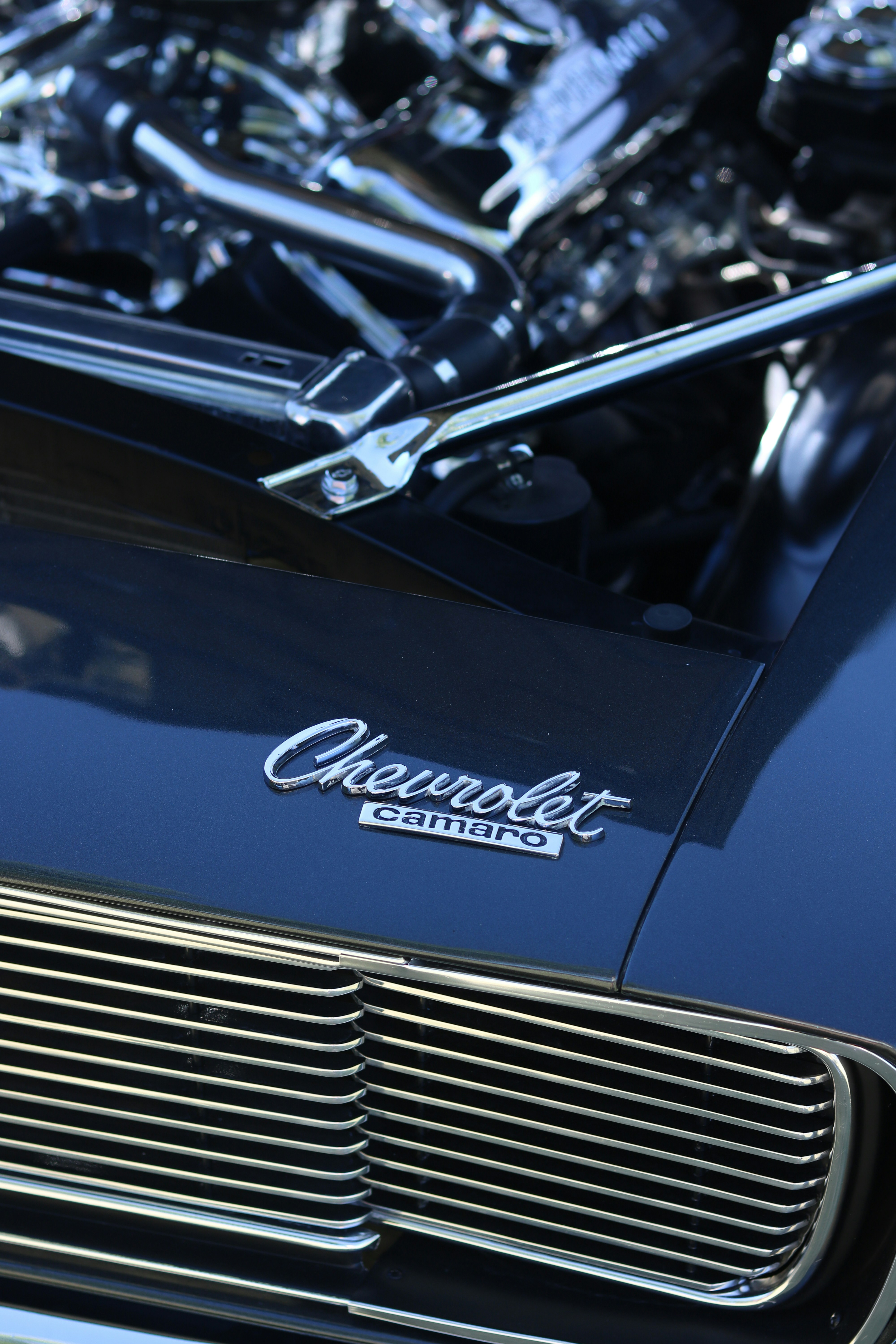 A close up of the hood of a car