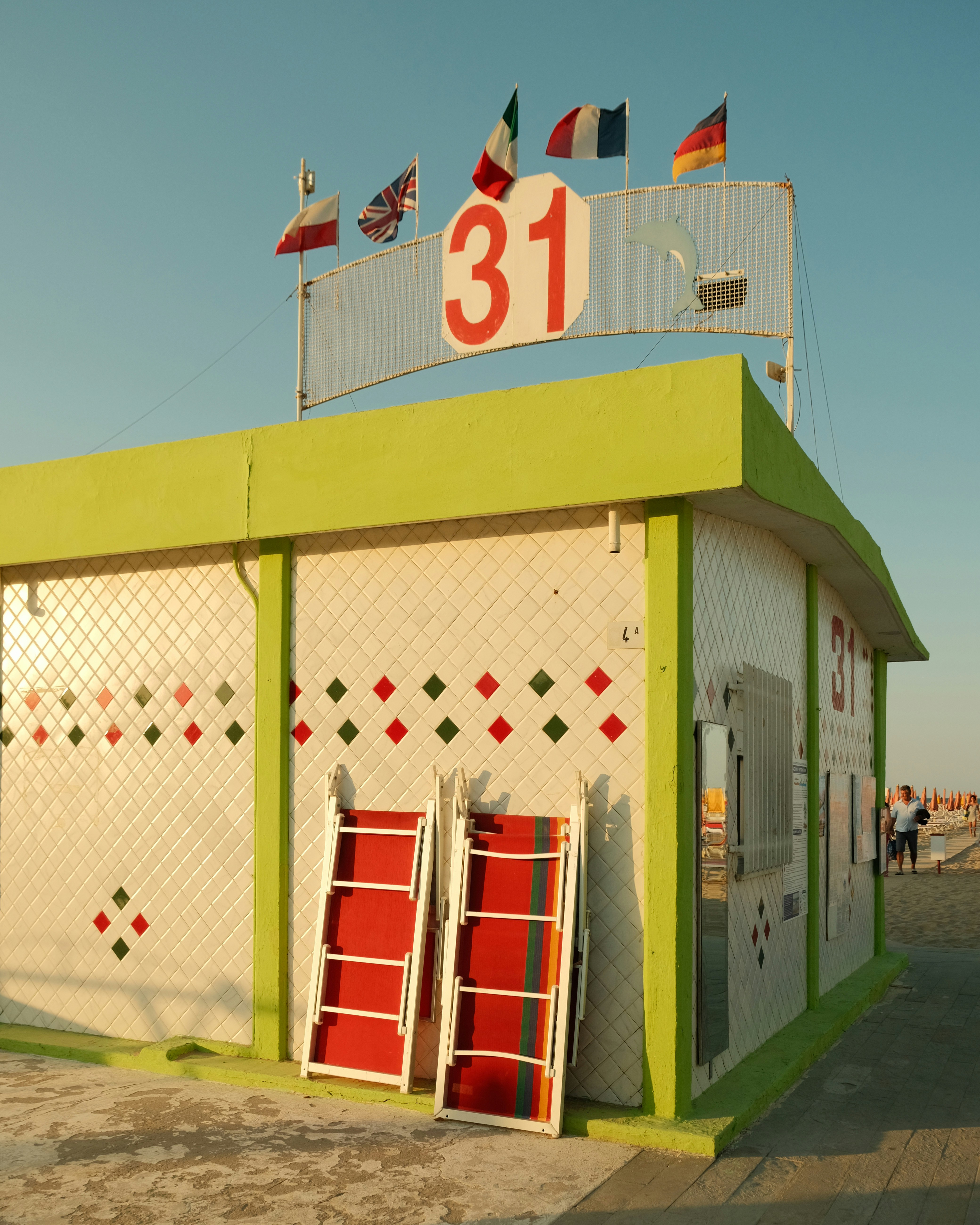 a colorful entrance to a beach in Rimini, Italy — one of the warmest (in terms of vibes) resort cities here I've been to