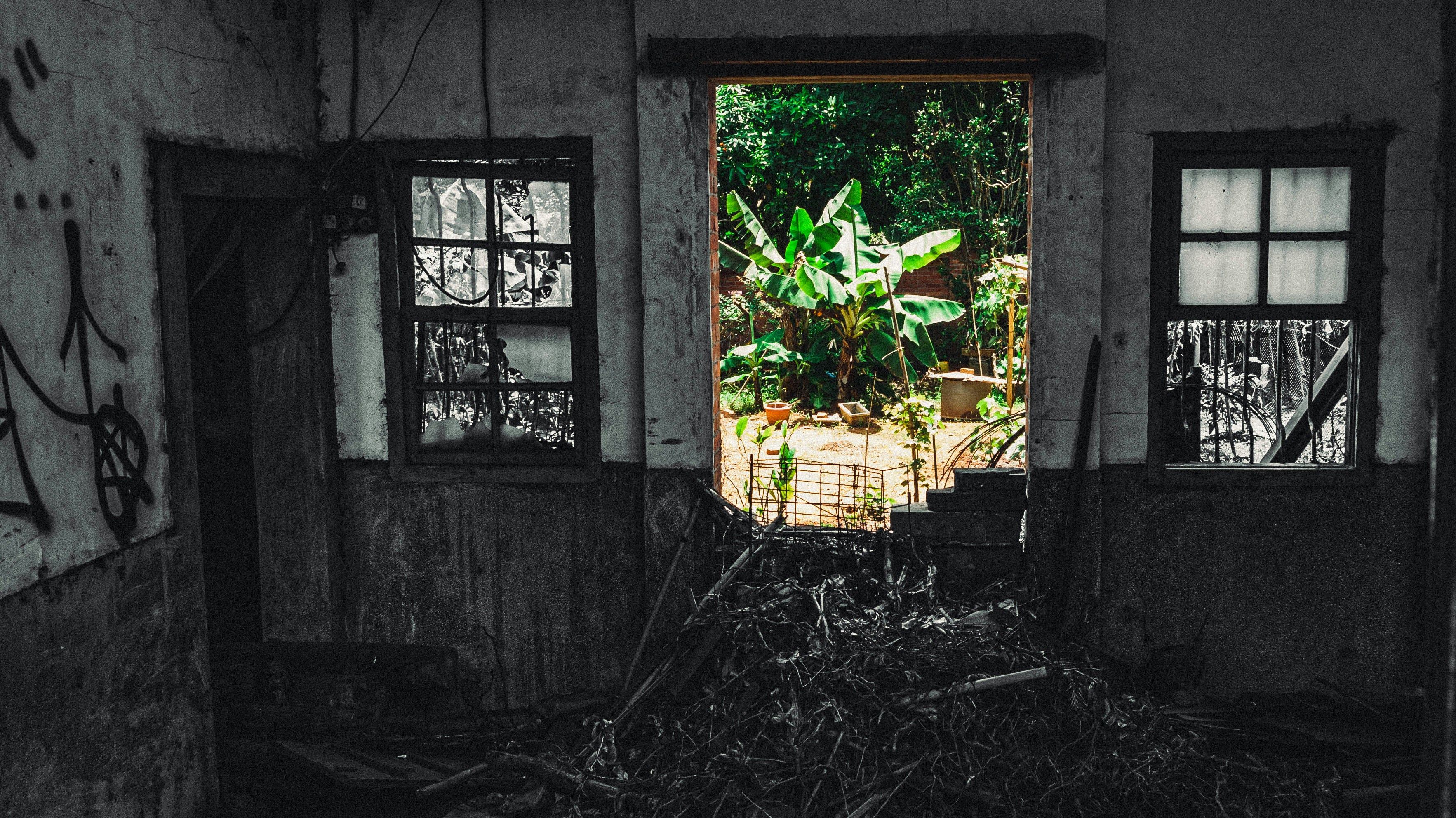 A room that has a bunch of windows in it