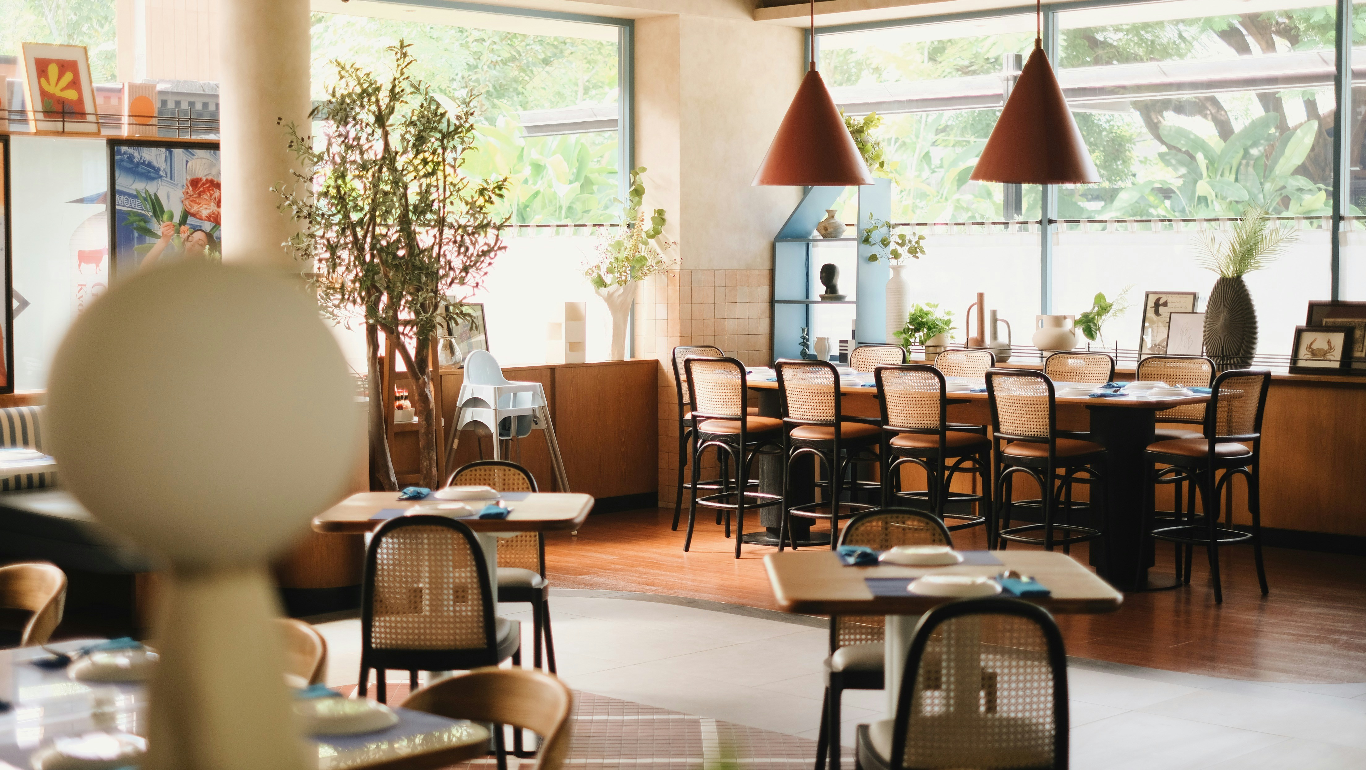 Traditional Italian restaurant interior with warm lighting and elegant tables