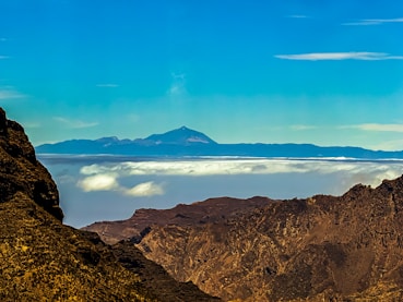 A view of mountains and clouds from a high point of view