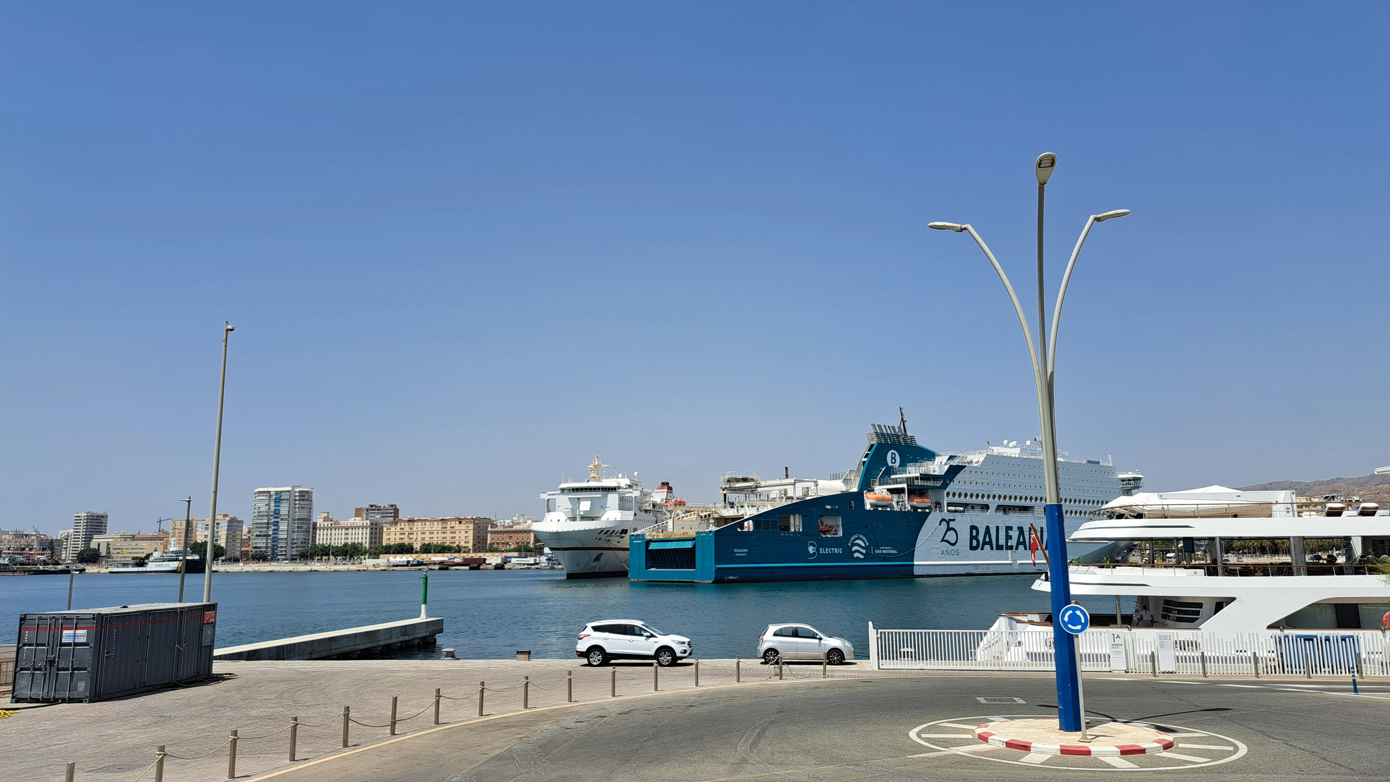 A view of a harbor with boats in the water