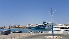 A view of a harbor with boats in the water