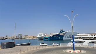 A view of a harbor with boats in the water