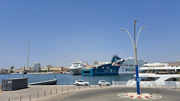 A view of a harbor with boats in the water