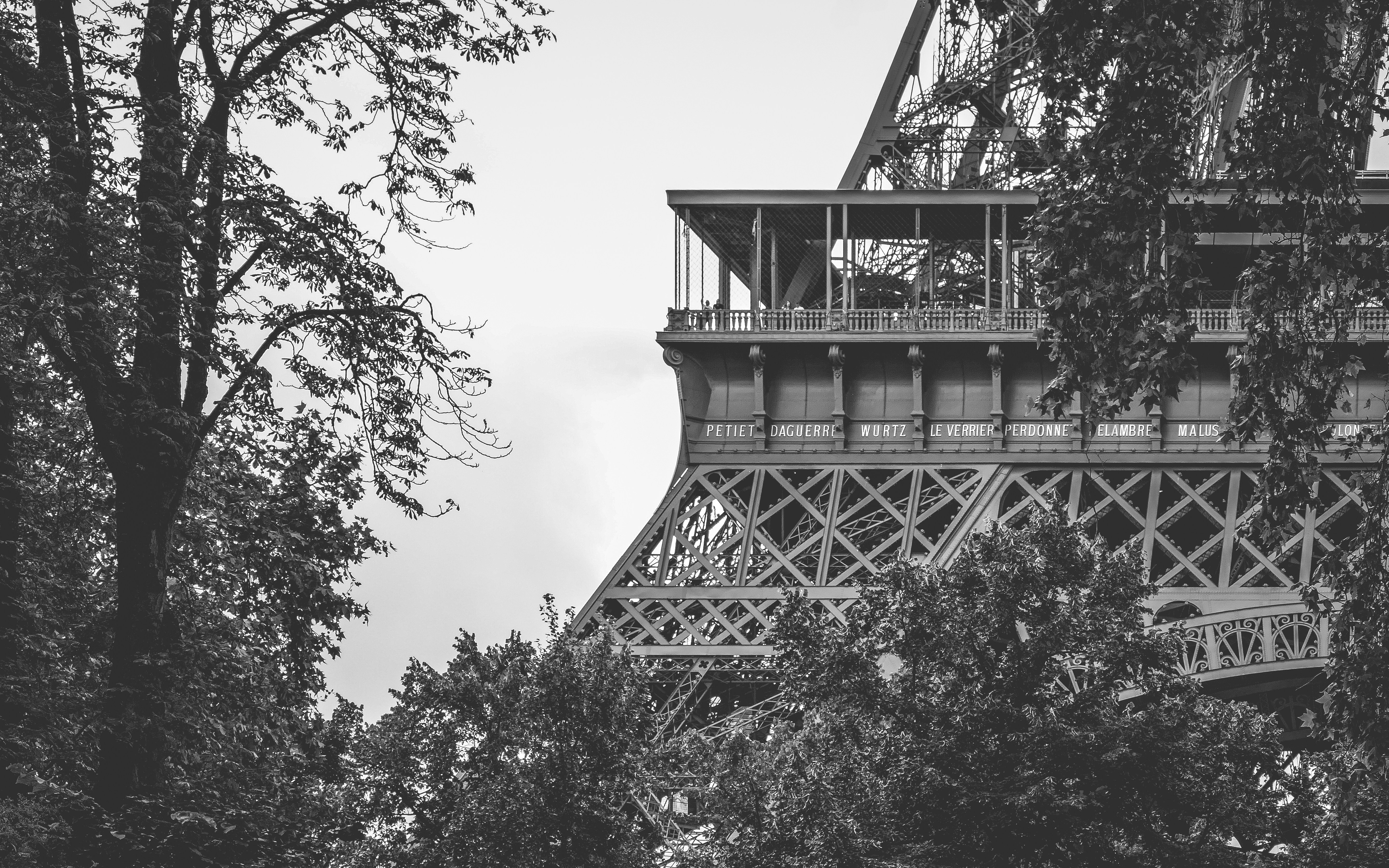 Ein Schwarz-Weiß-Foto des Eiffelturms