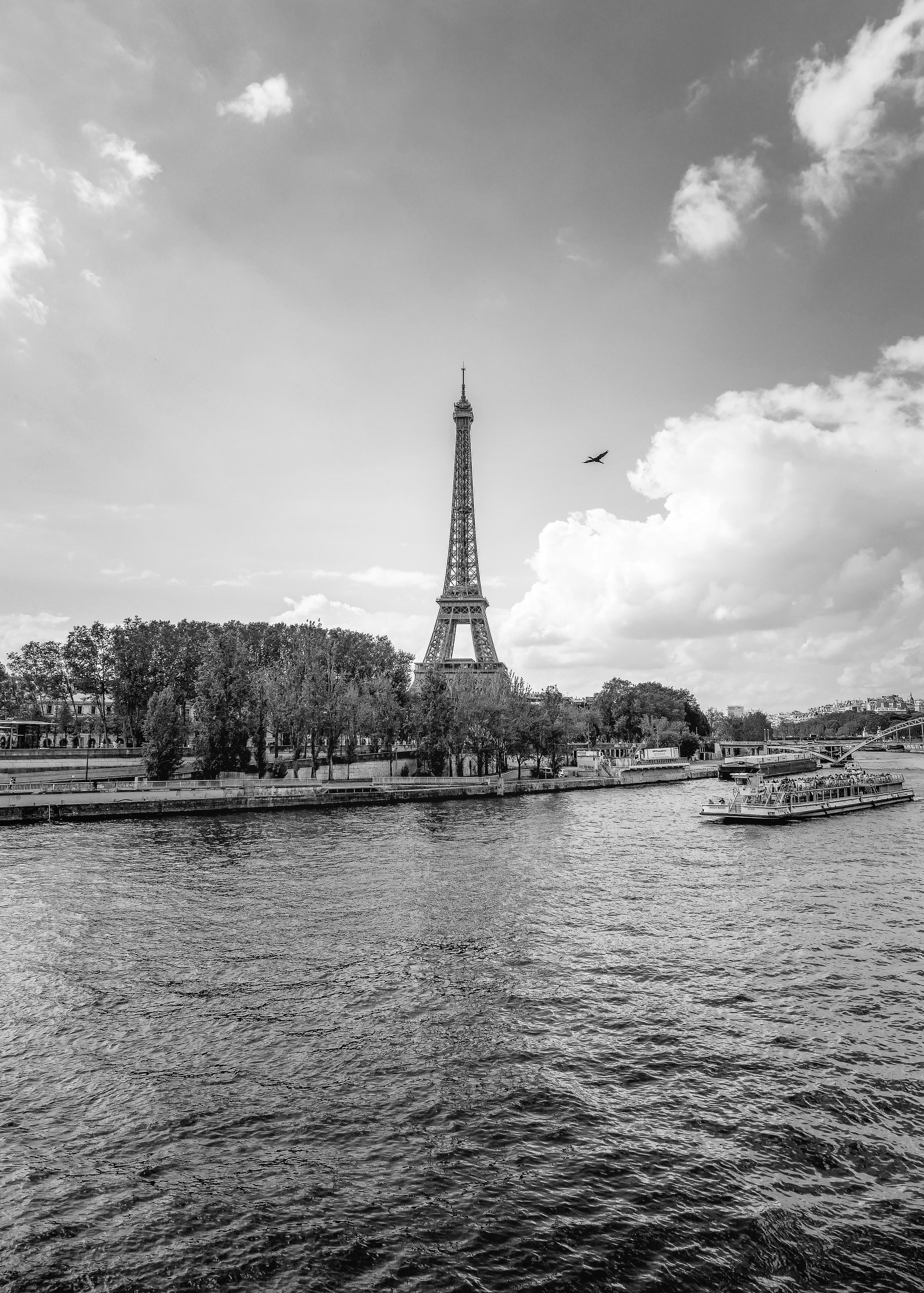 Ein Schwarz-Weiß-Foto des Eiffelturms