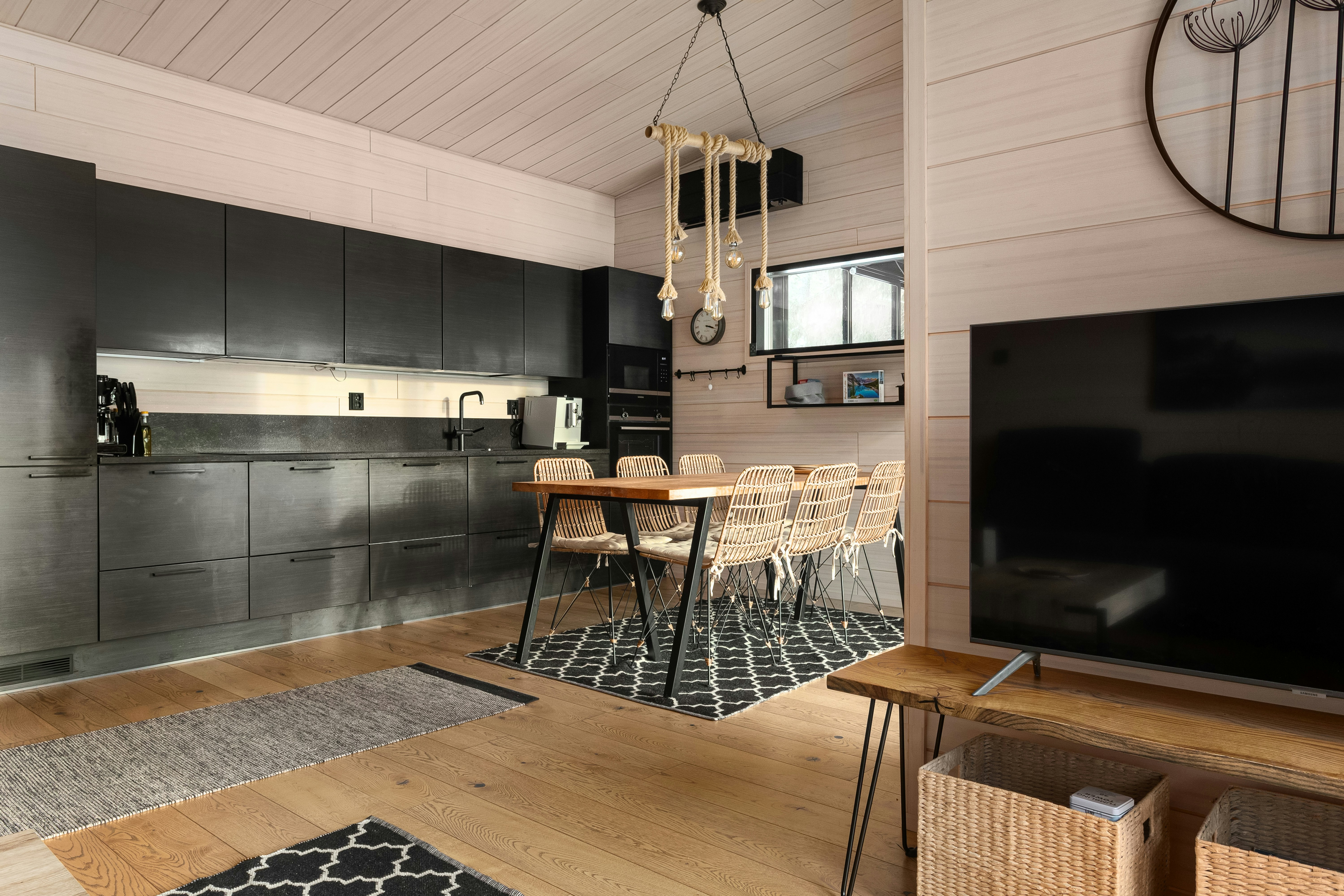 A living room filled with furniture and a flat screen TV