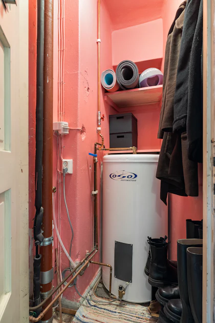 Bathroom geyser waiting for inspection