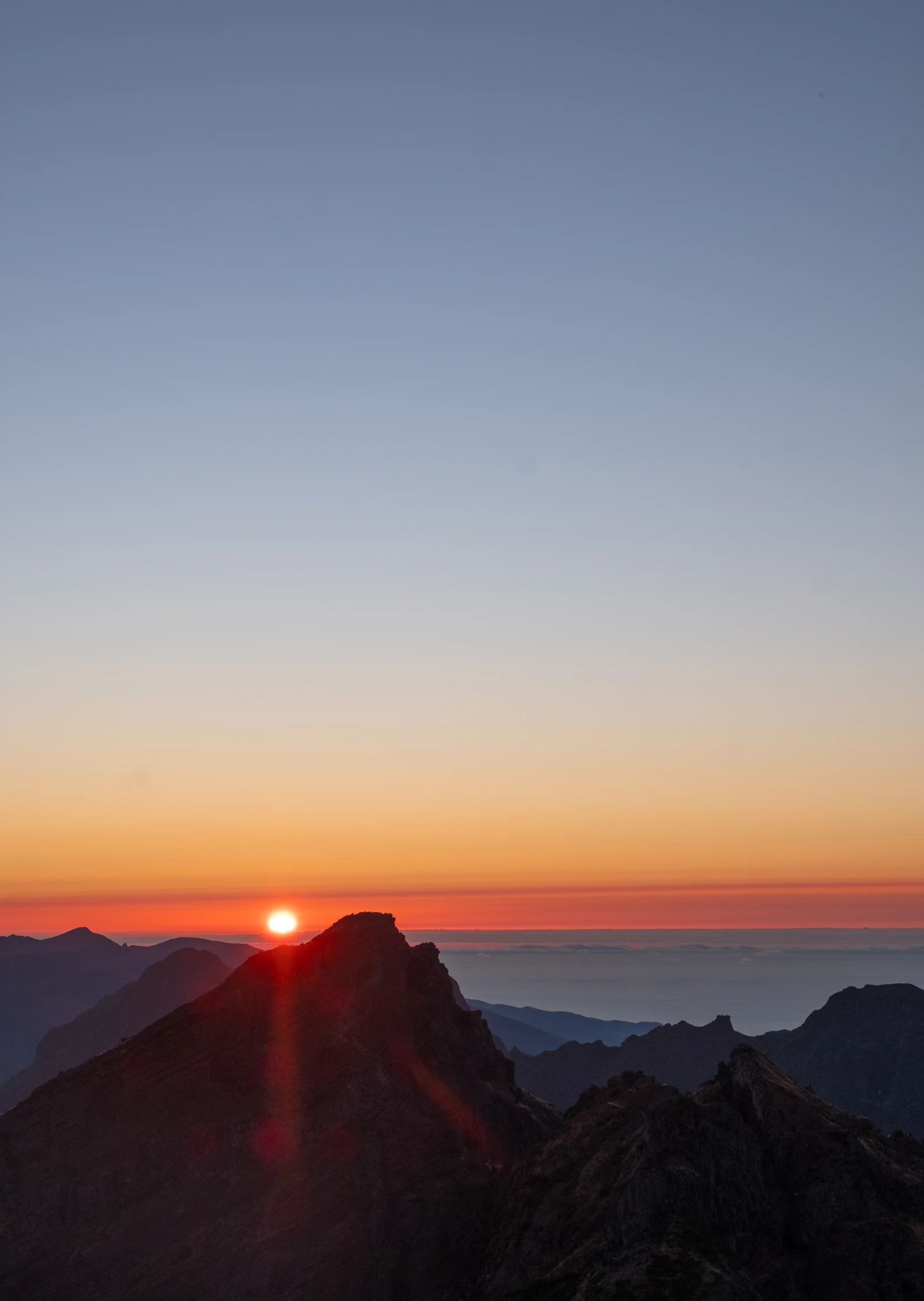 Mountain landscape on Madeira at sunset