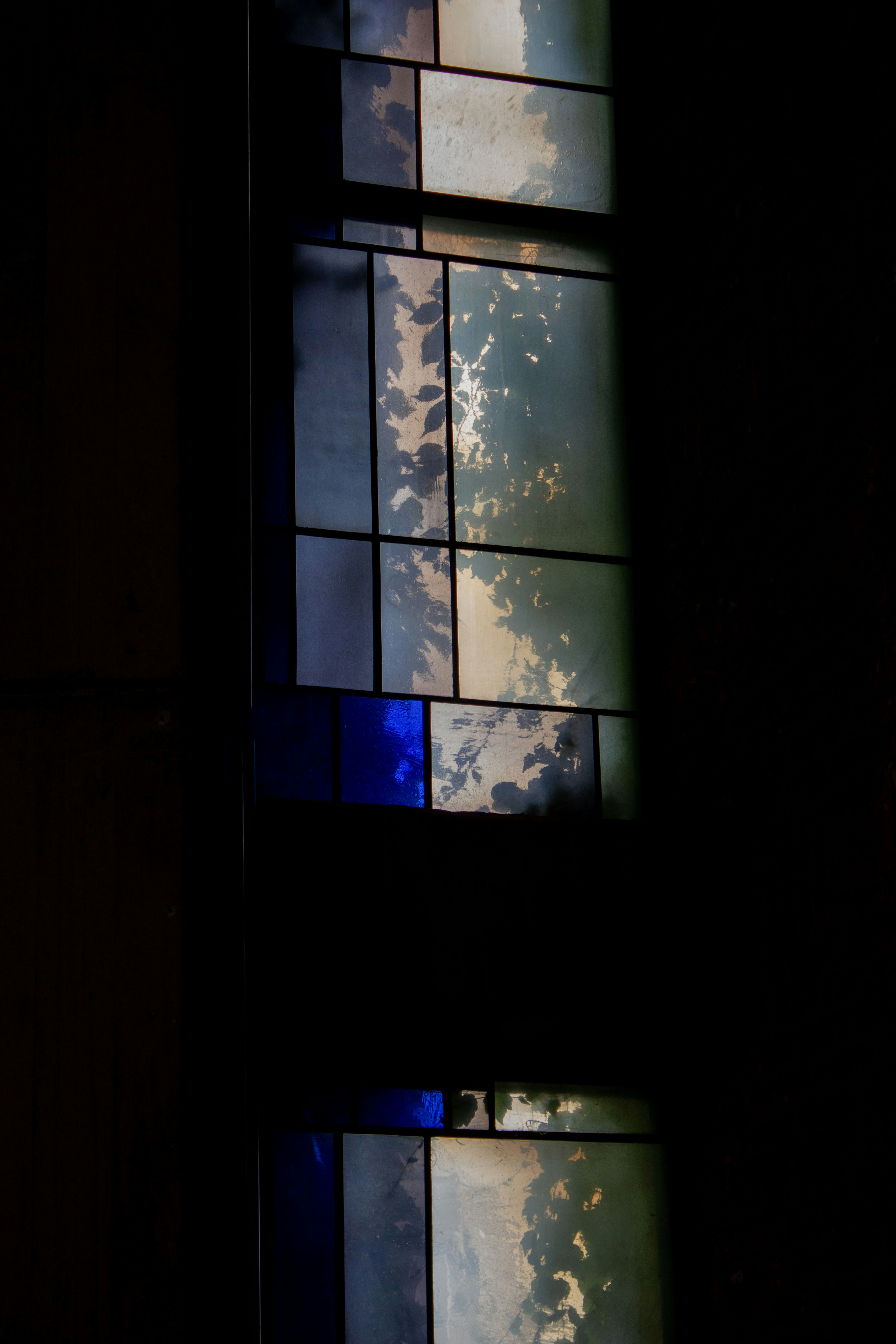 A close up of a stained glass window