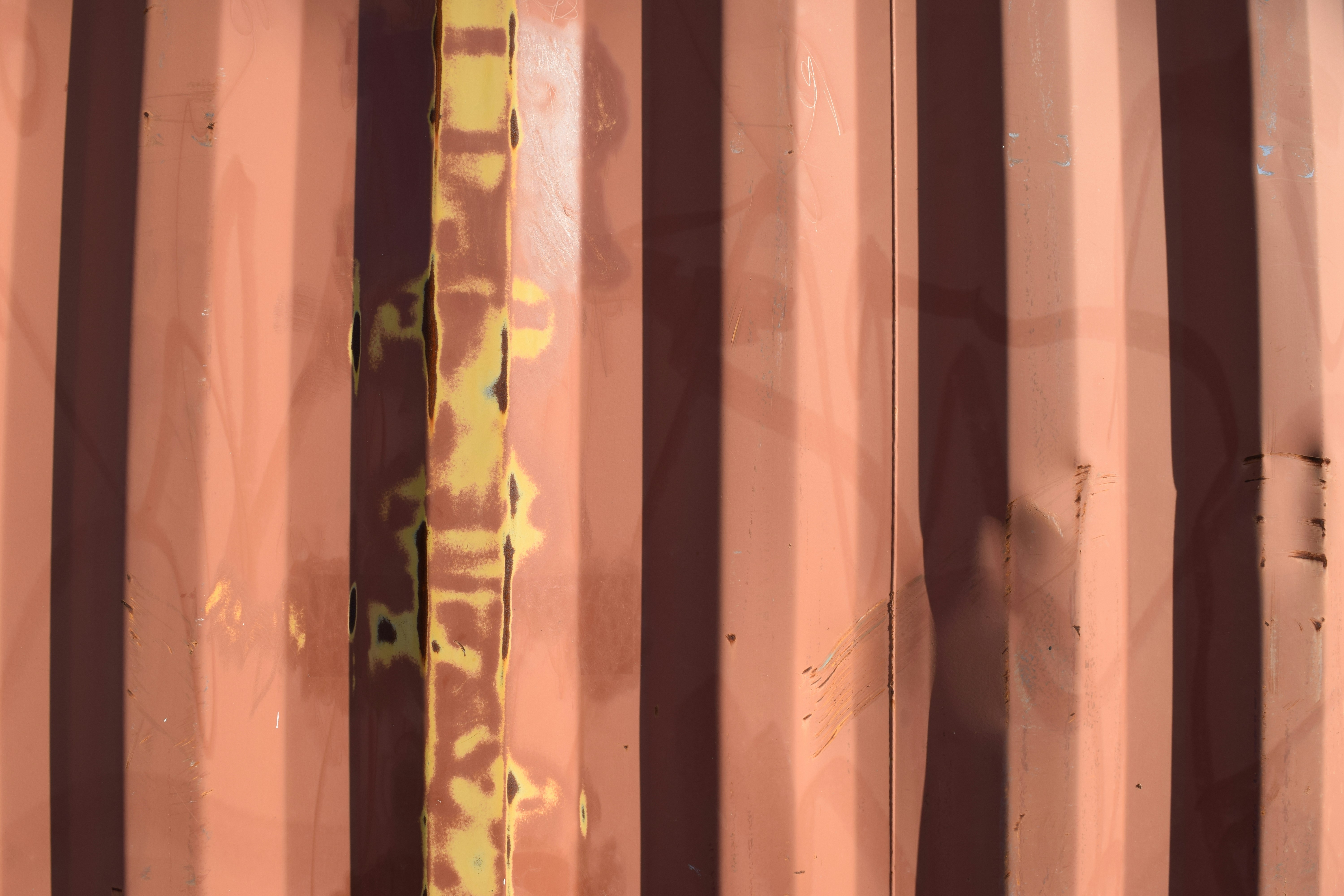 A close up of the side of a shipping container