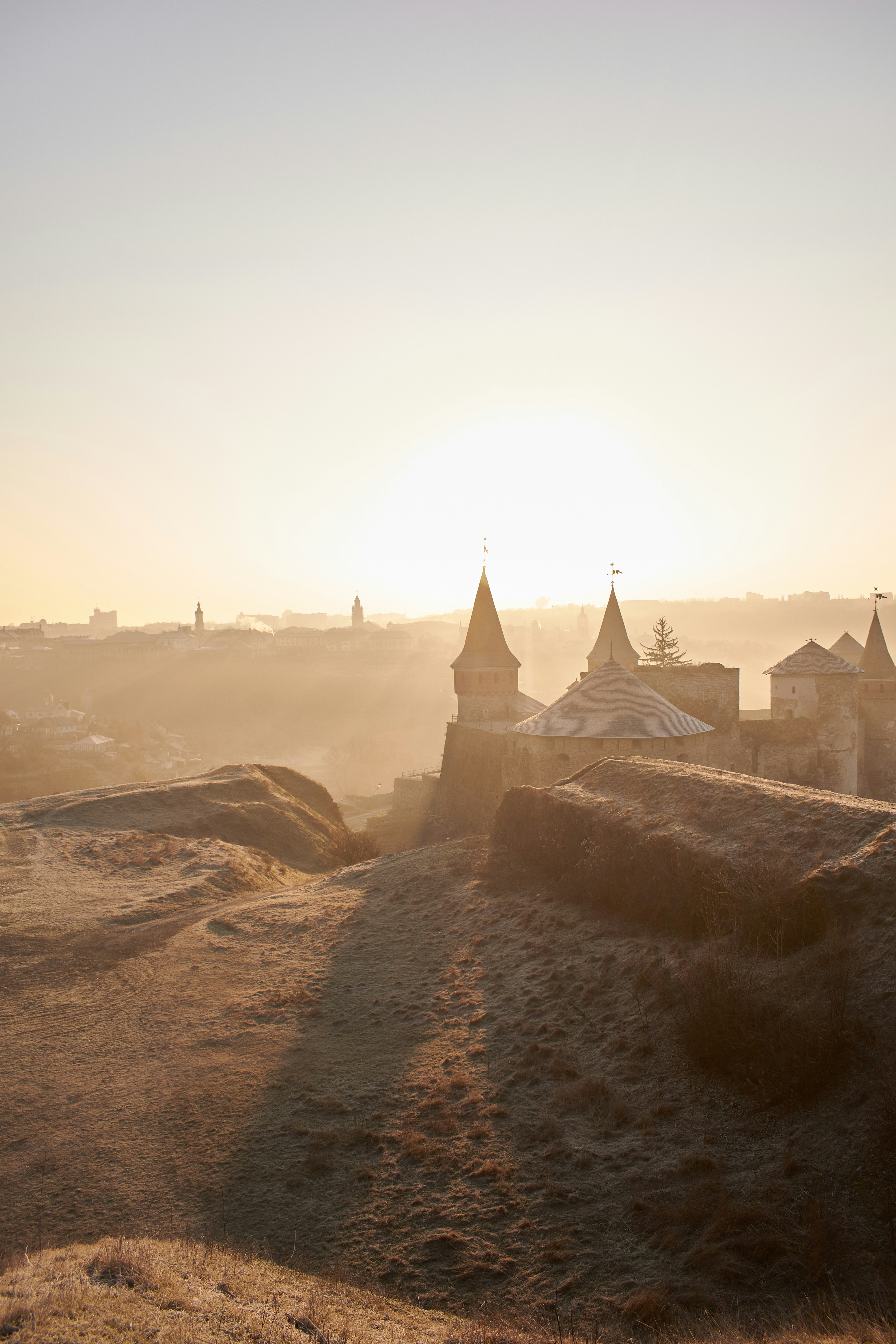 A view of a town from a hill