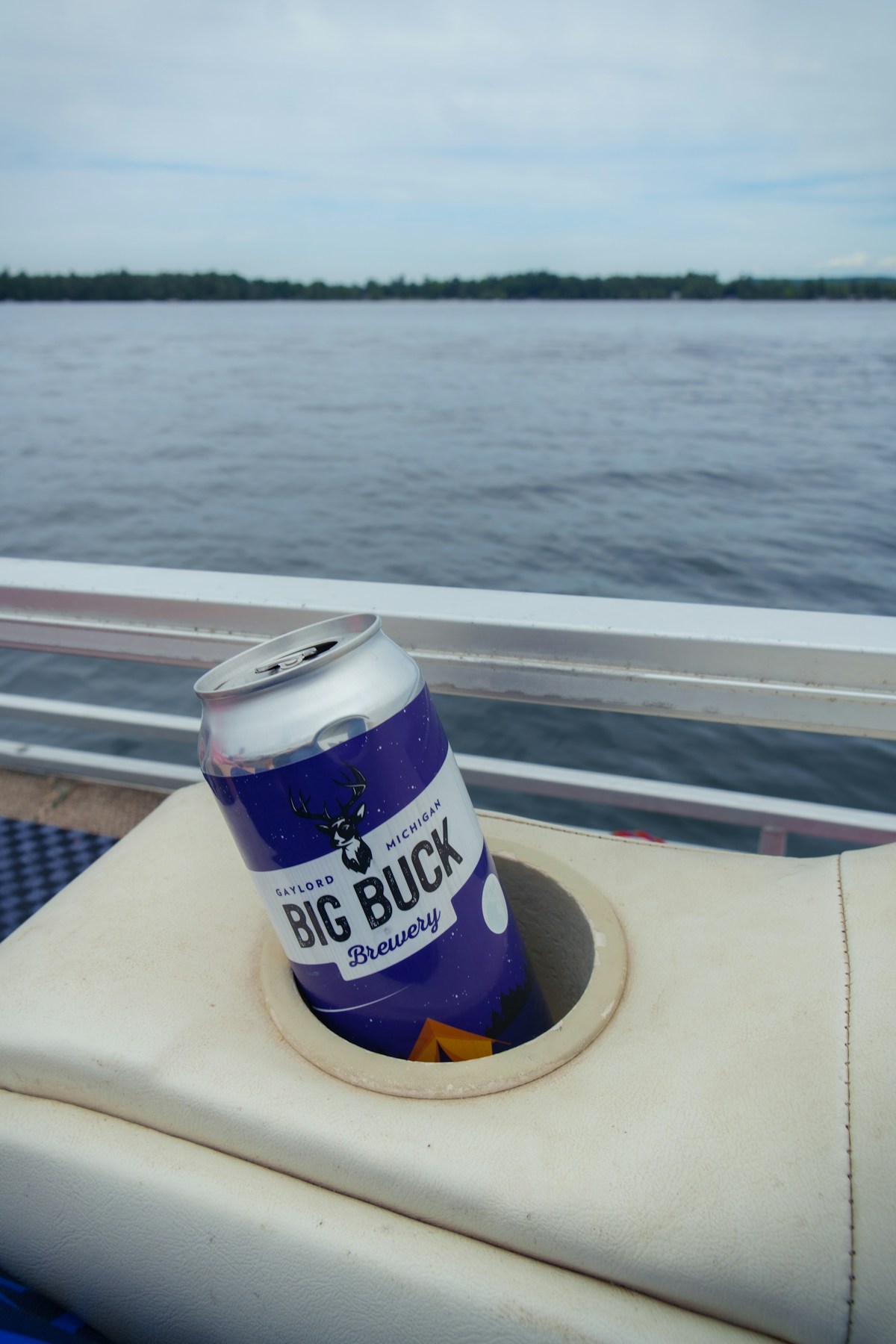 A boat on an inland lake in summer