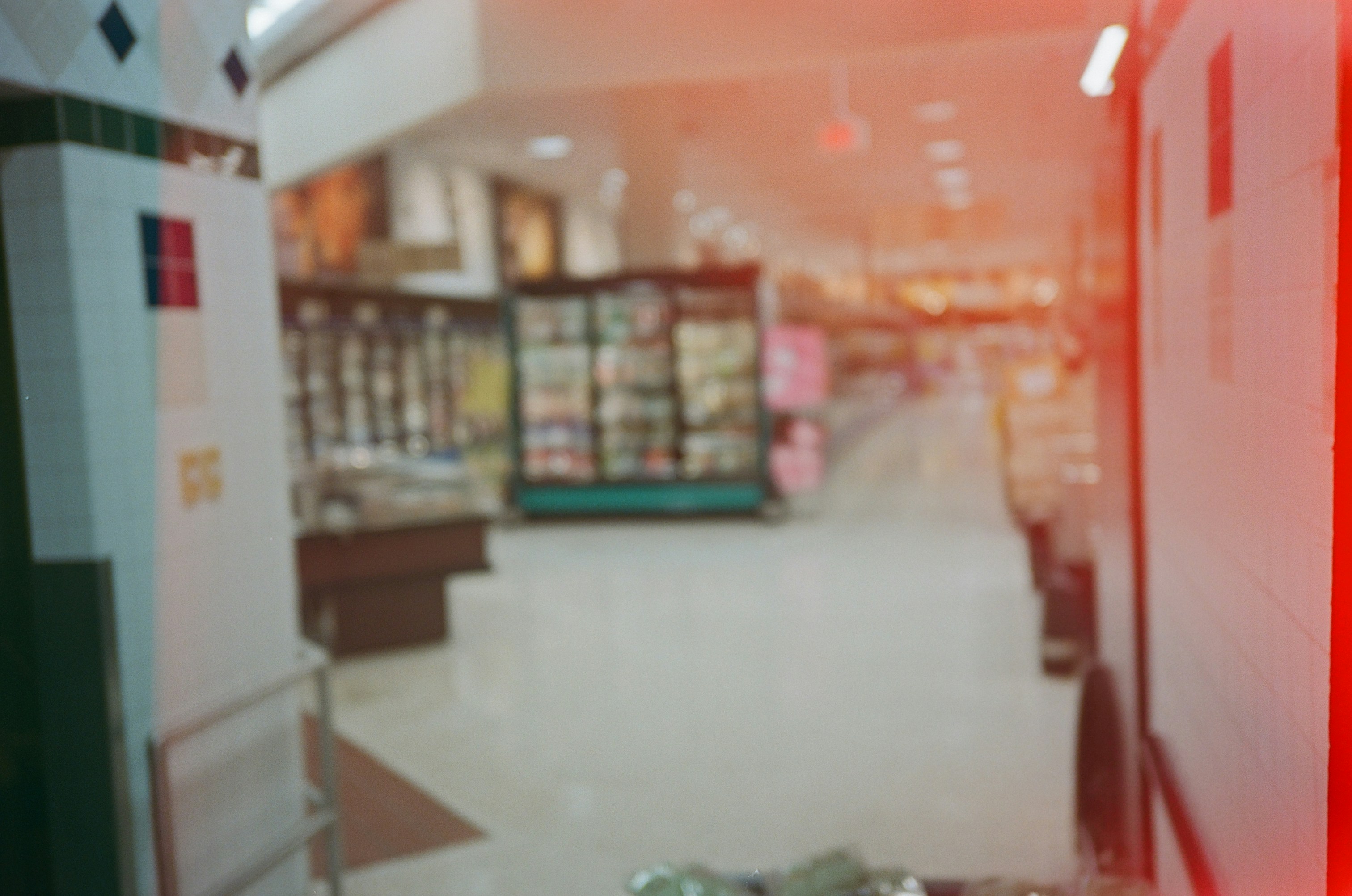 A blurry photo of a grocery store