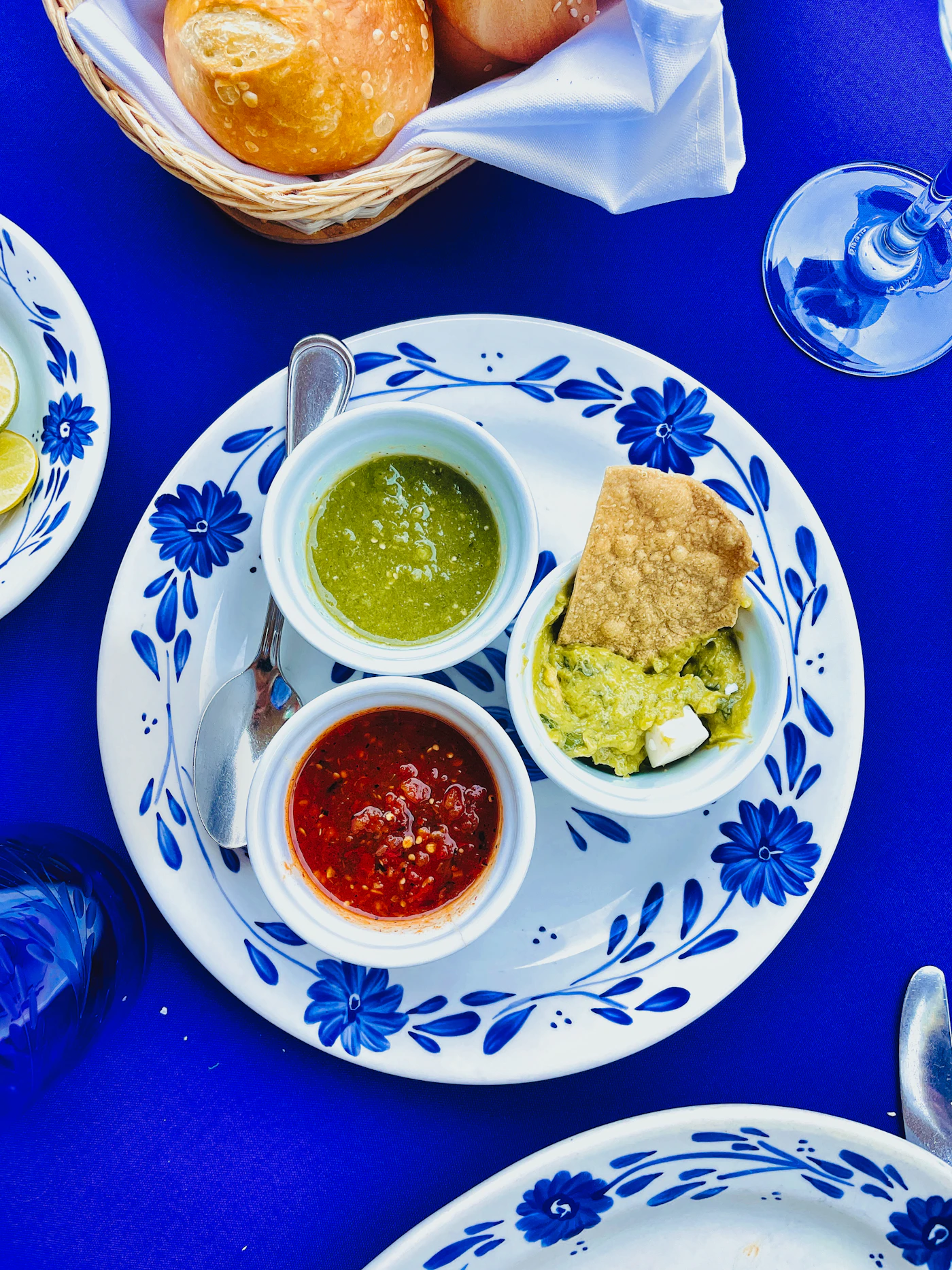 Traditional Mexican tacos with salsa and guacamole