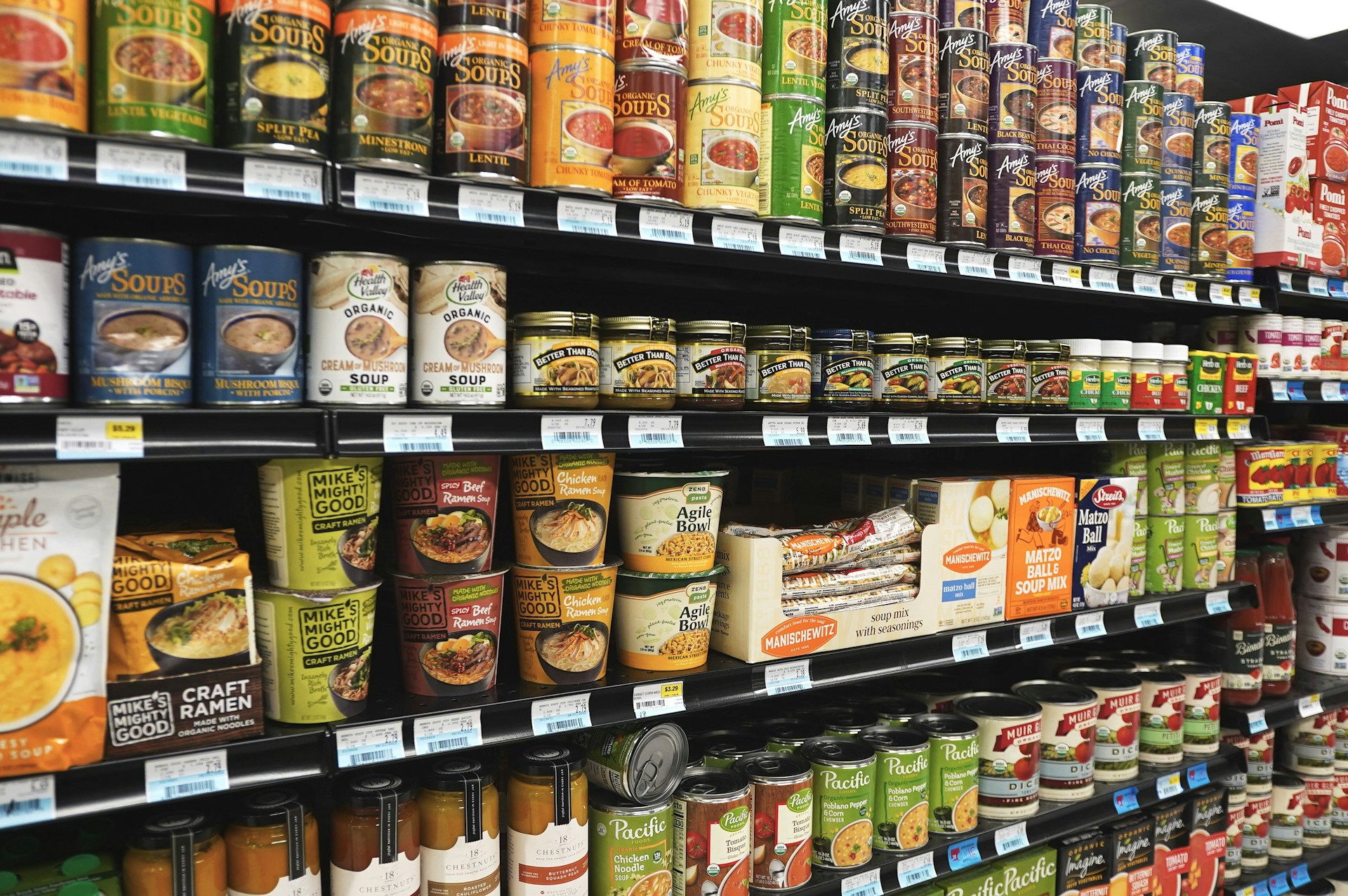 A grocery store filled with lots of food