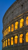A close up of the side of a building at night