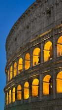 A close up of the side of a building at night