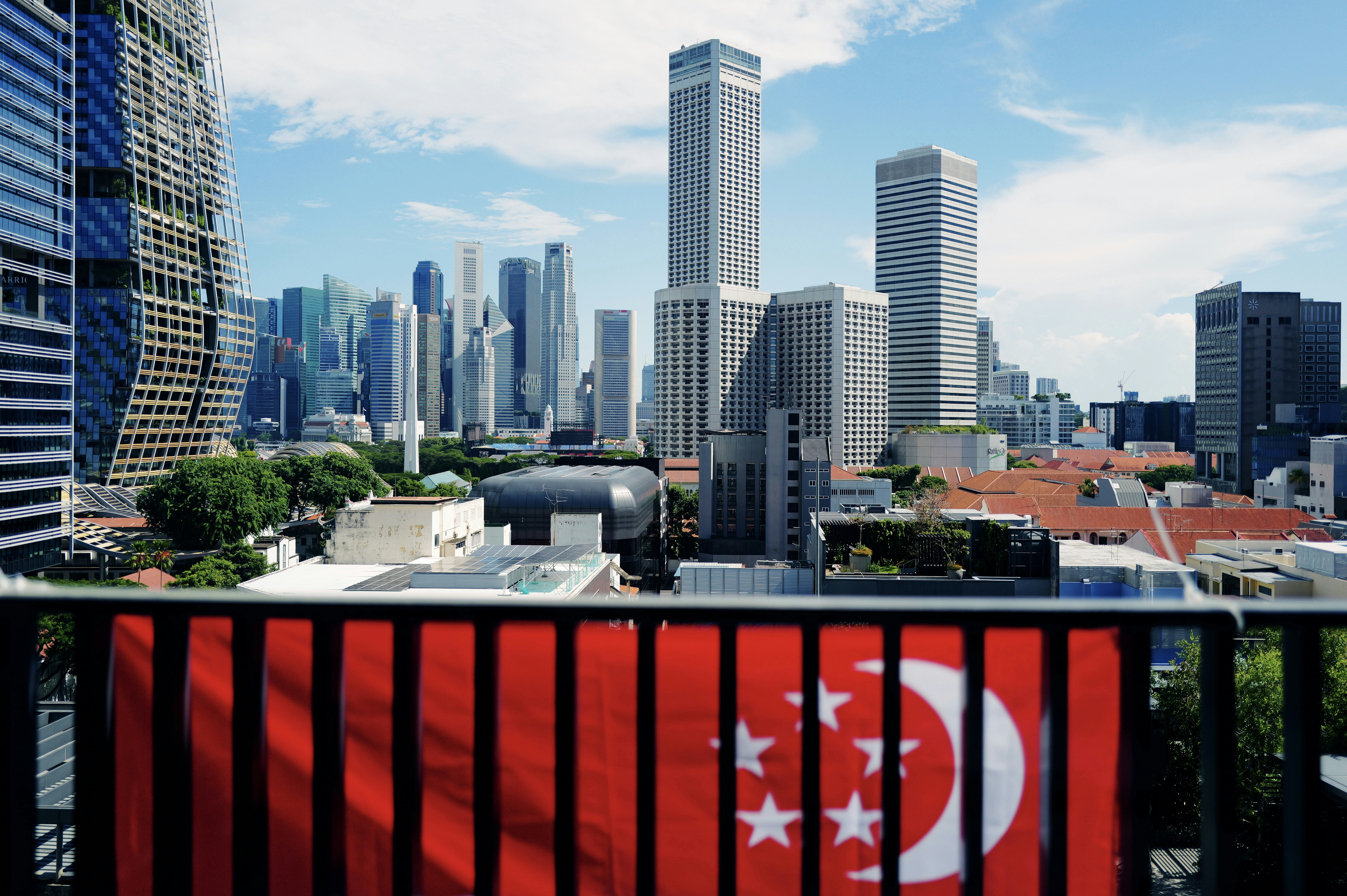 A view of a city from a balcony