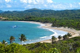 A view of a beach with a boat in the water