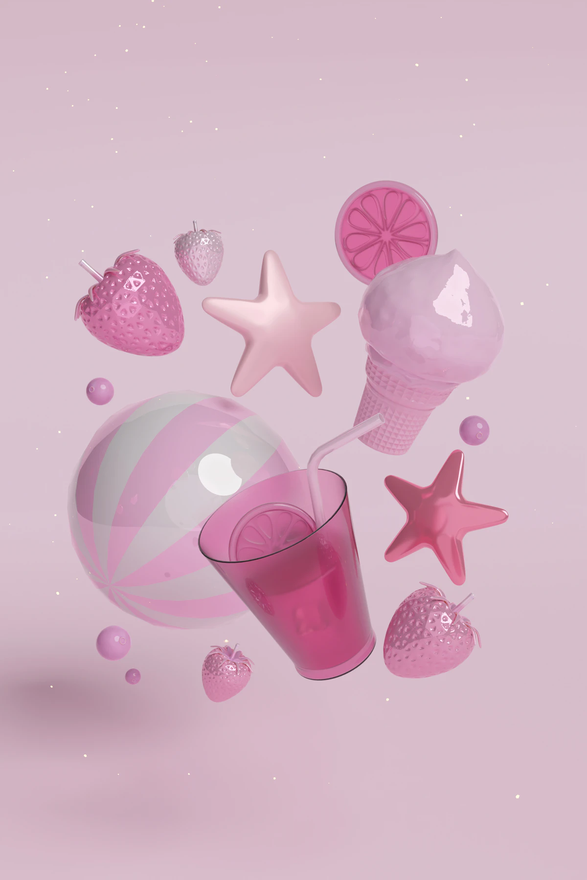 Pink balloons and stars