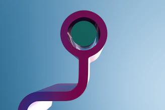 A picture of a purple and white object on a blue background