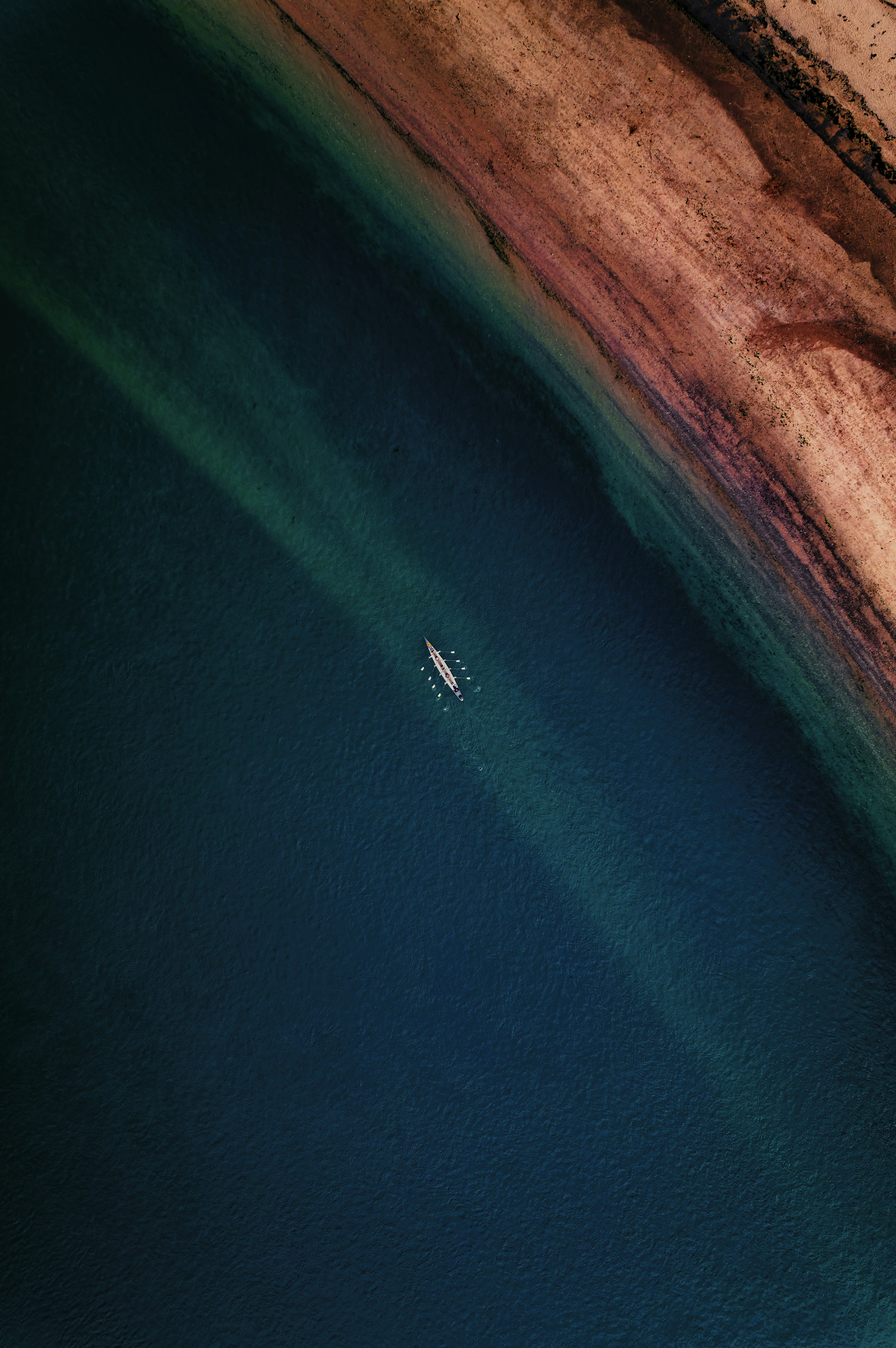 An aerial view of a body of water