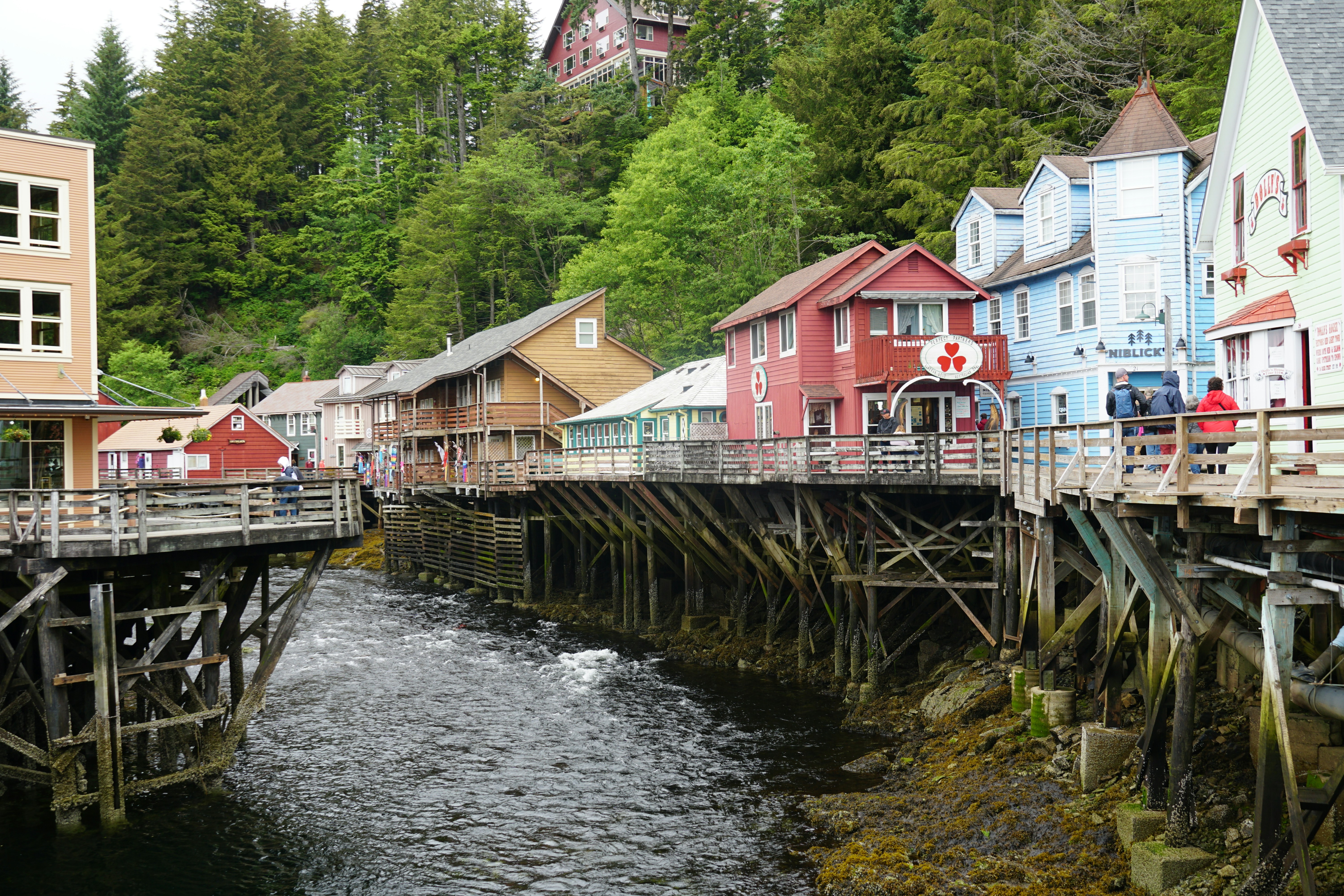 Colourful houses on stilts